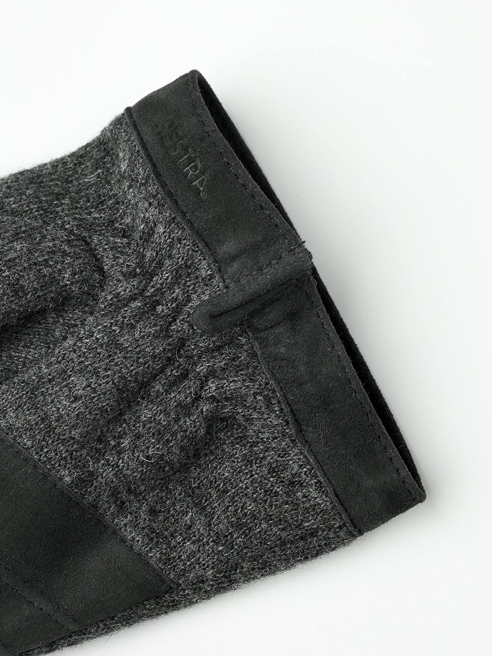 Dark gray wool jersey glove with suede details
 (4 of 5)