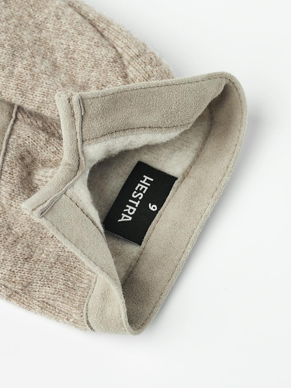 Beige wool jersey glove with suede details
 (3 of 5)