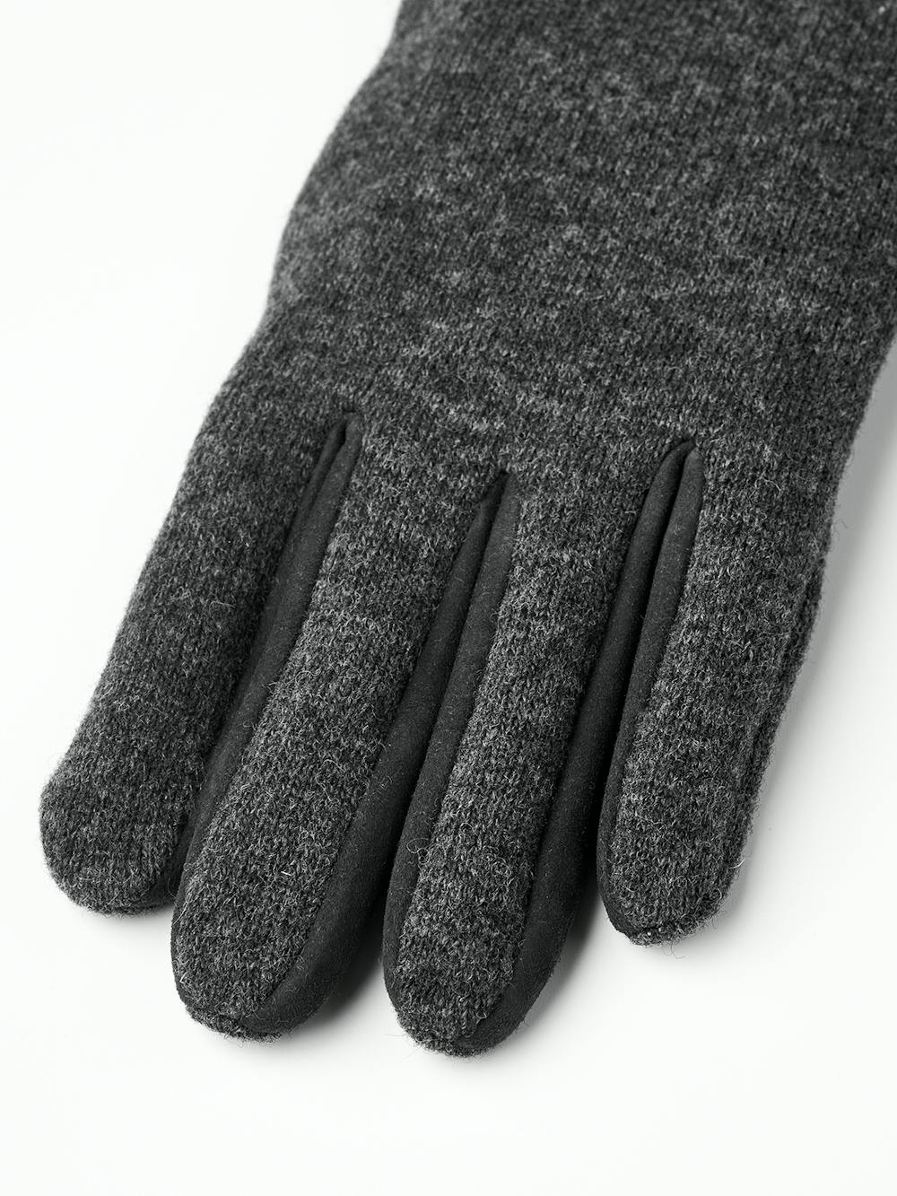 Dark gray wool jersey glove with suede details
 (2 of 5)