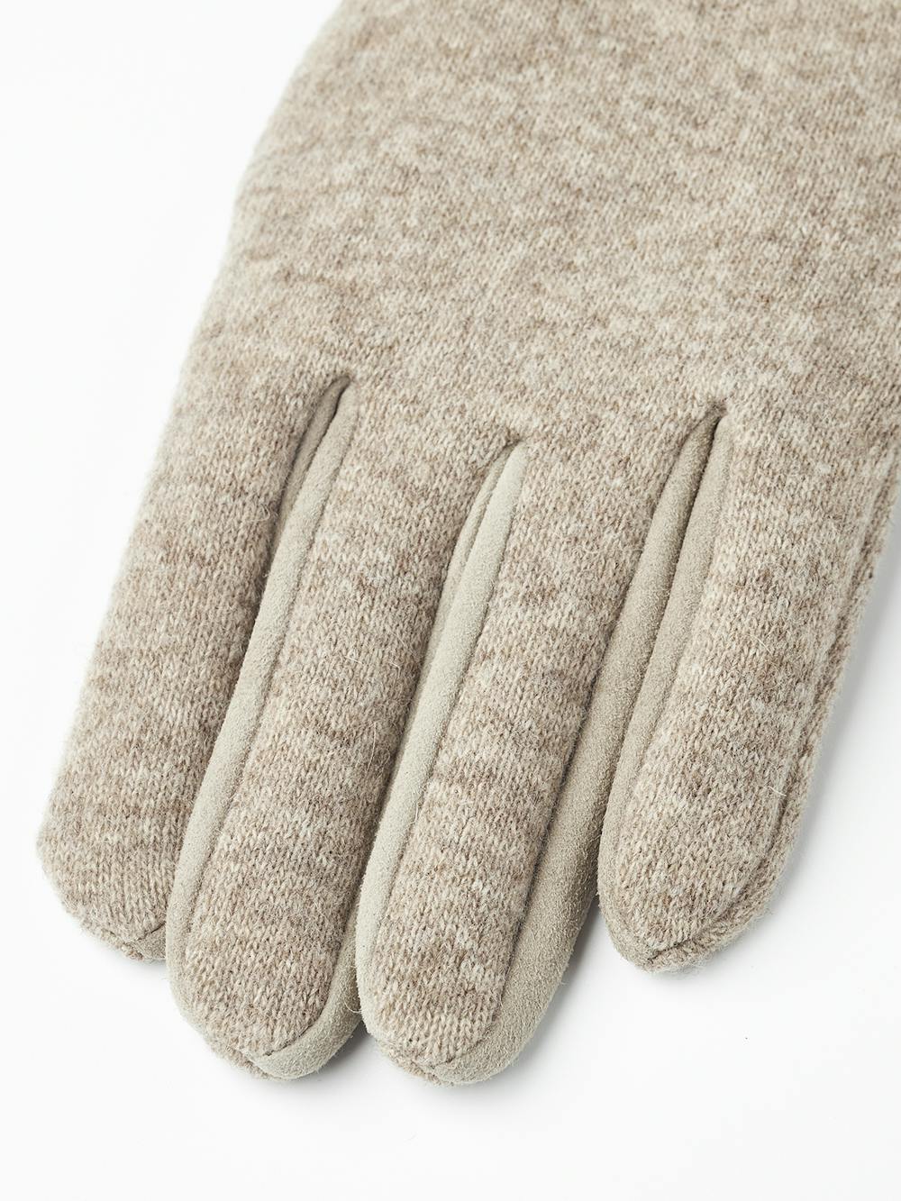 Beige wool jersey glove with suede details
 (2 of 5)