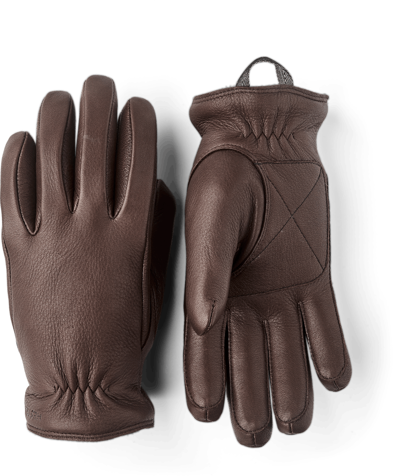 Brown machine-sewn deerskin glove
 (1 of 5)