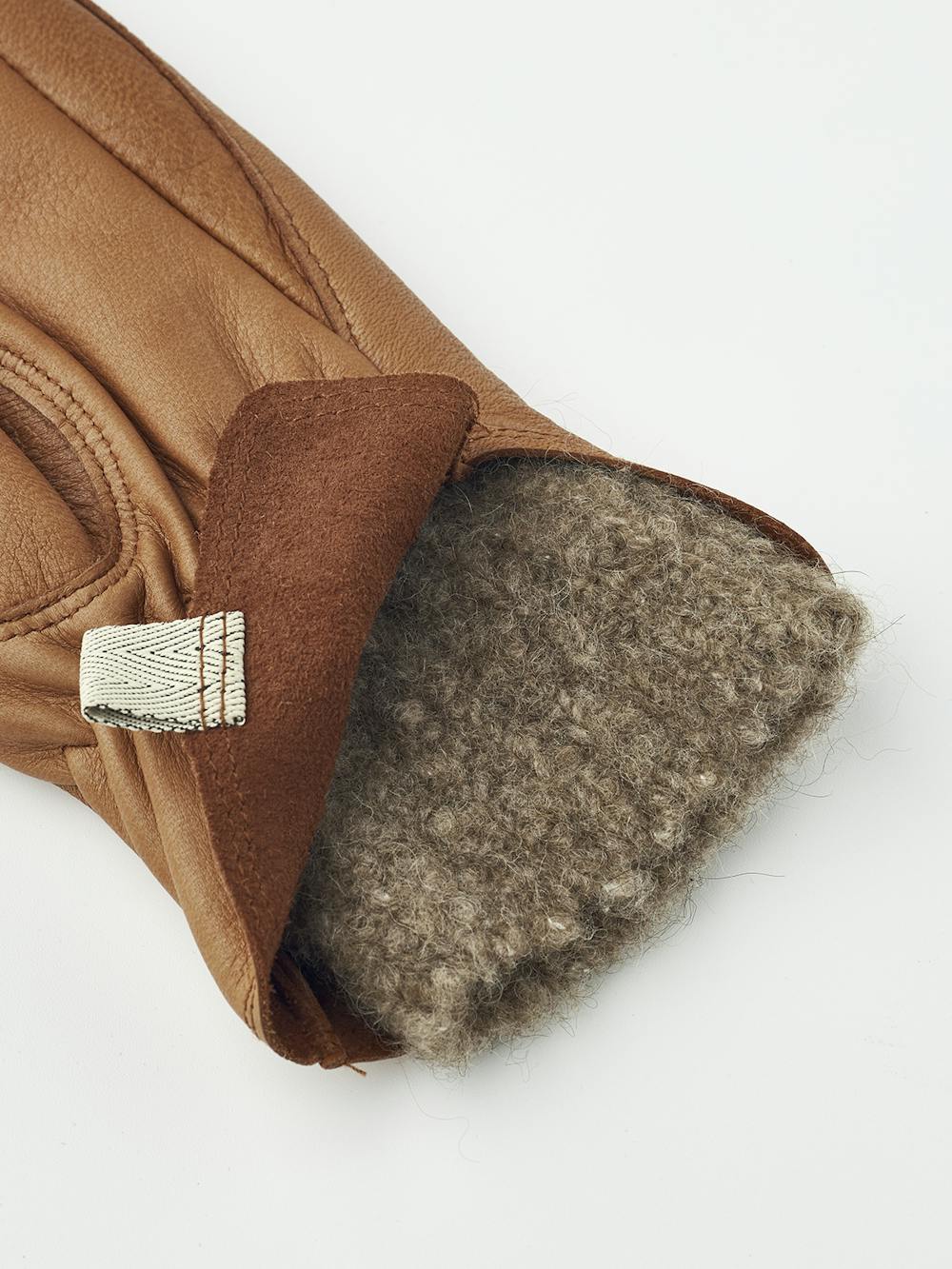 Light brown deerskin mitten with extended wool lining
 (2 of 5)