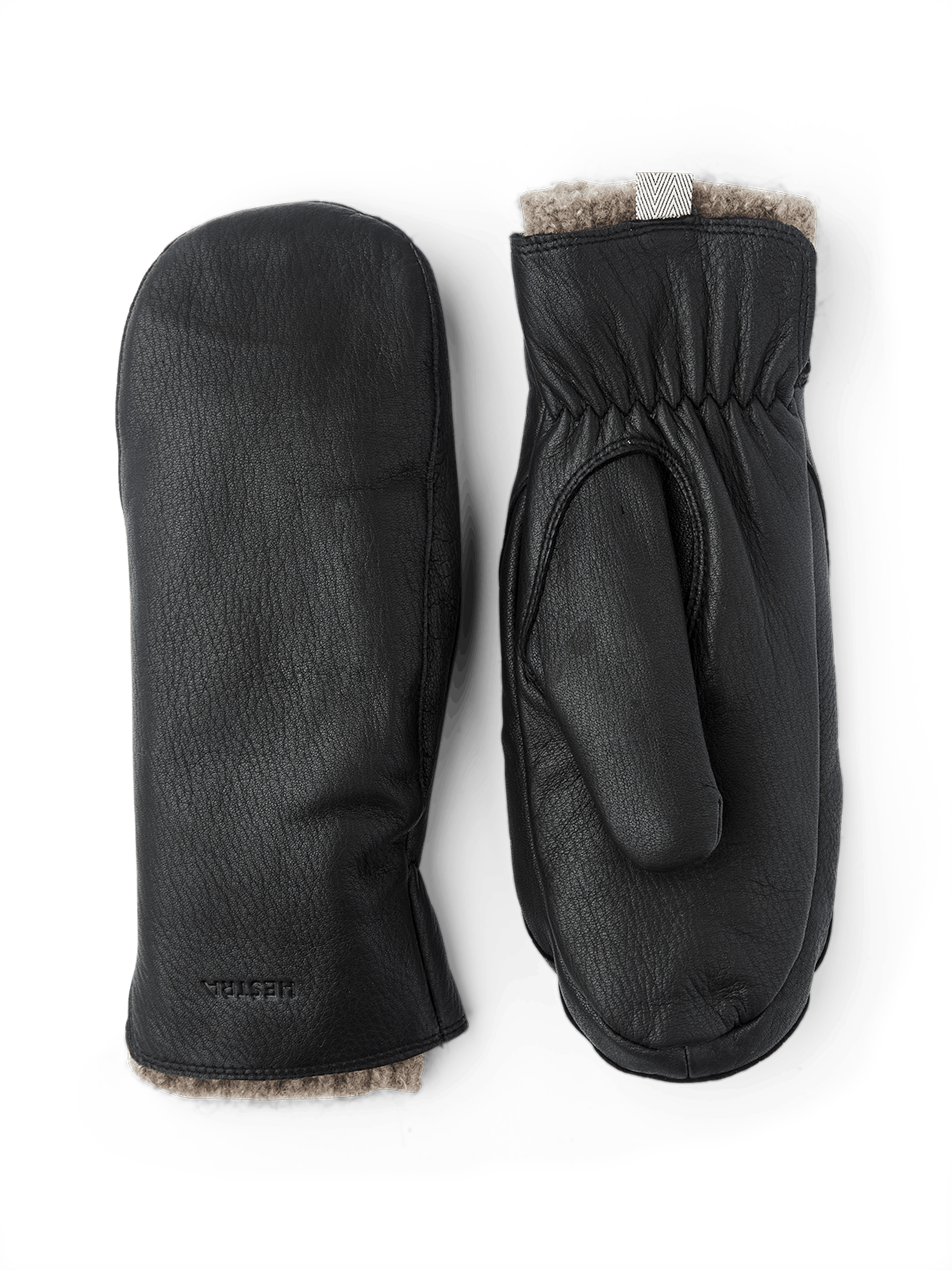 Black deerskin mitten with extended wool lining
 (1 of 5)