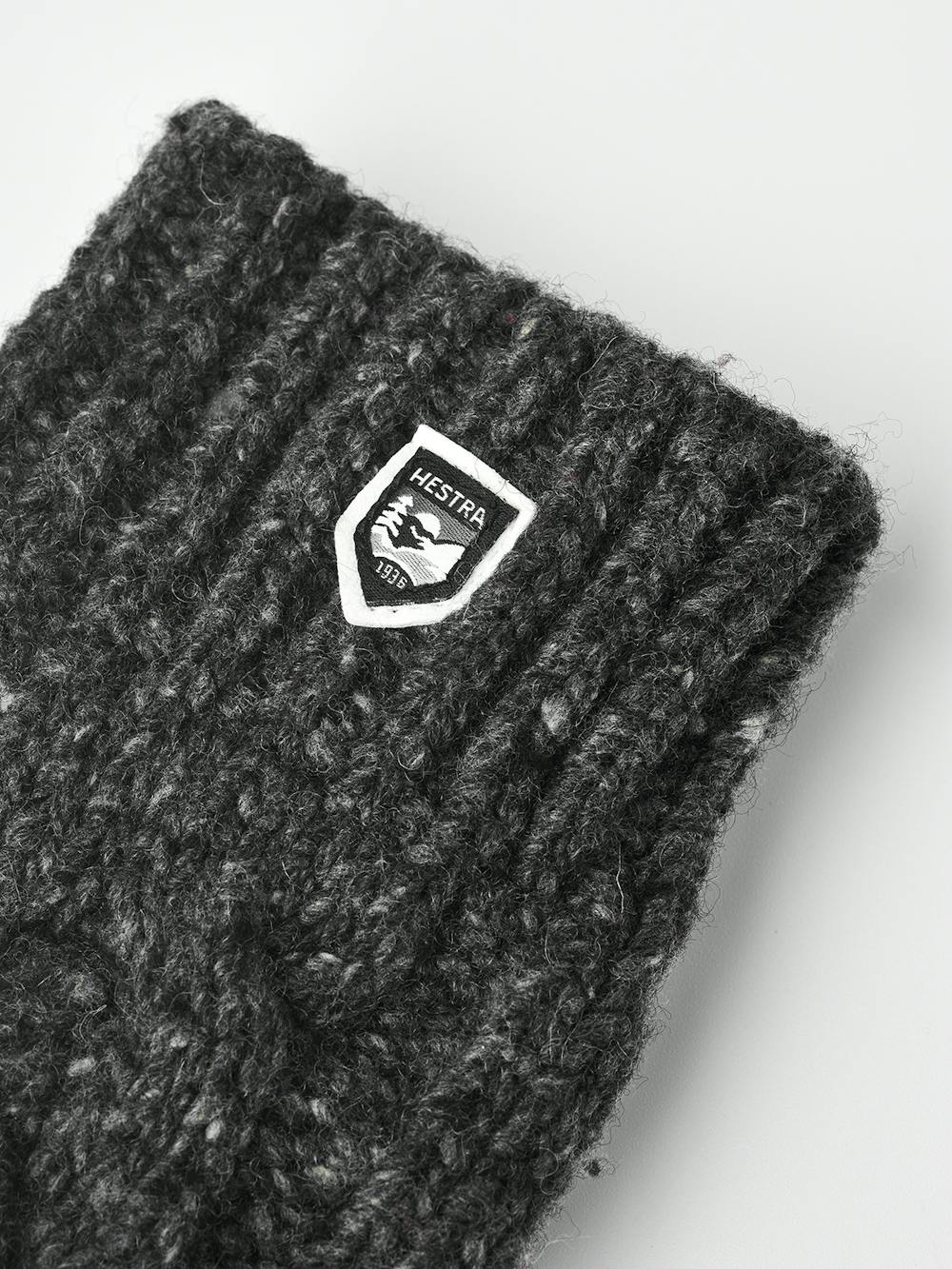 Dark gray knitted mitten in mottled merino wool (2 of 3)