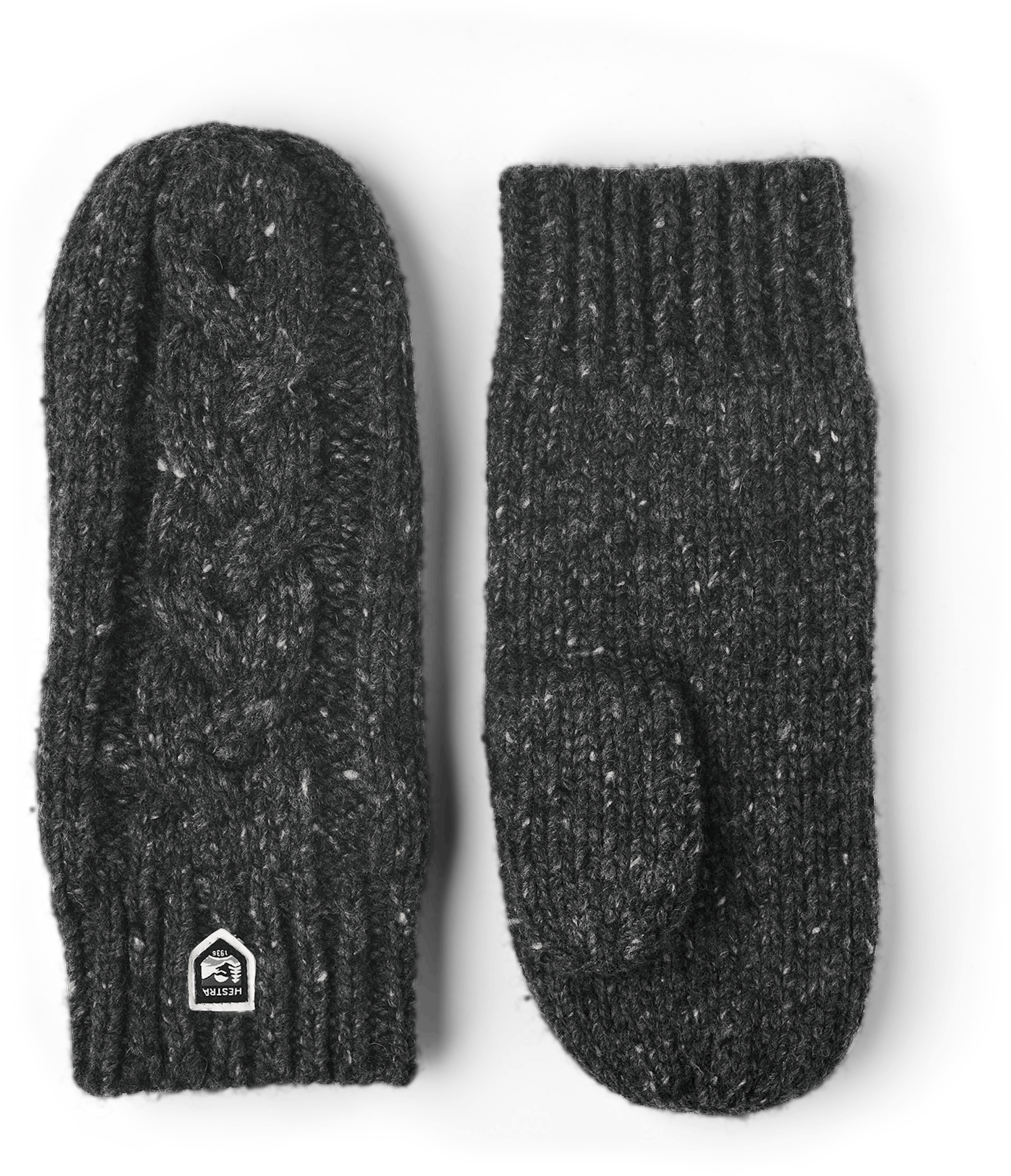 Dark gray knitted mitten in mottled merino wool (1 of 3)