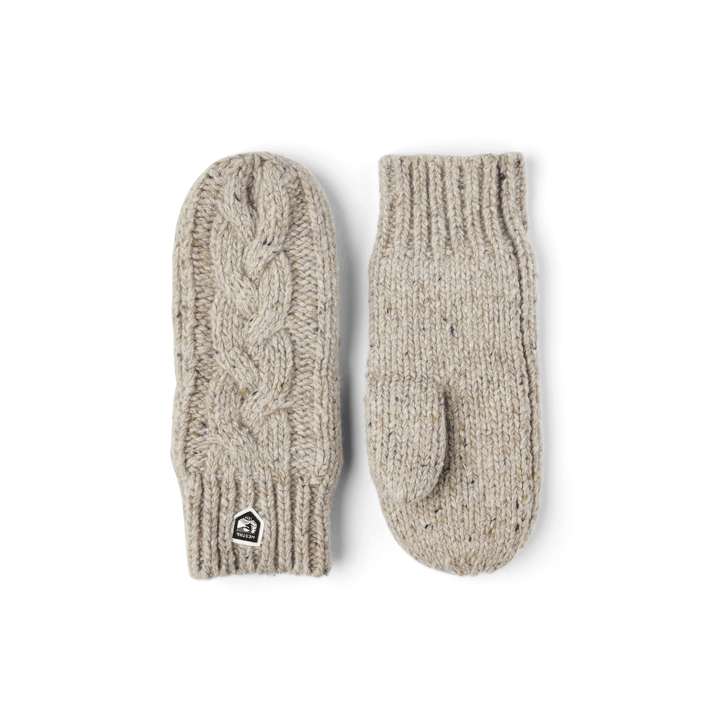 Beige knitted mitten in mottled merino wool (1 of 6)