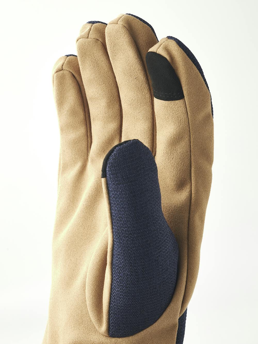 Dark blue fabric glove with beige-yellow palm
 (3 of 8)