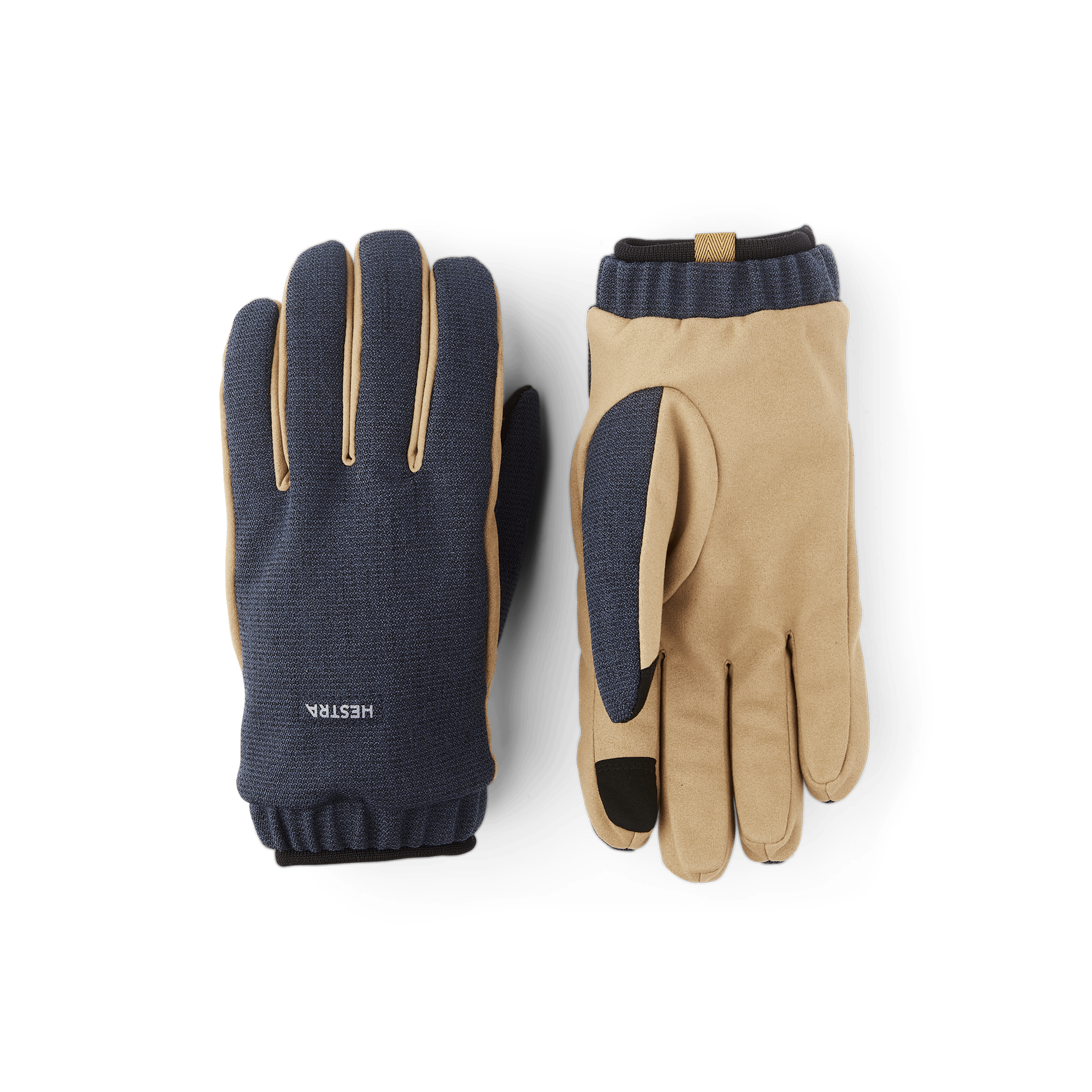 Dark blue fabric glove with beige-yellow palm
 (1 of 8)
