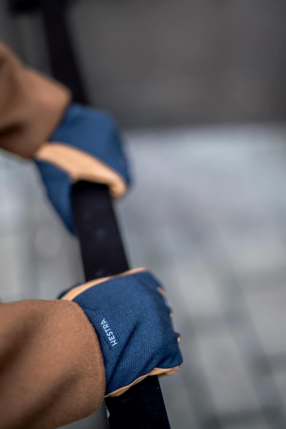 Dark blue fabric glove with beige-yellow palm
 (2 of 8)