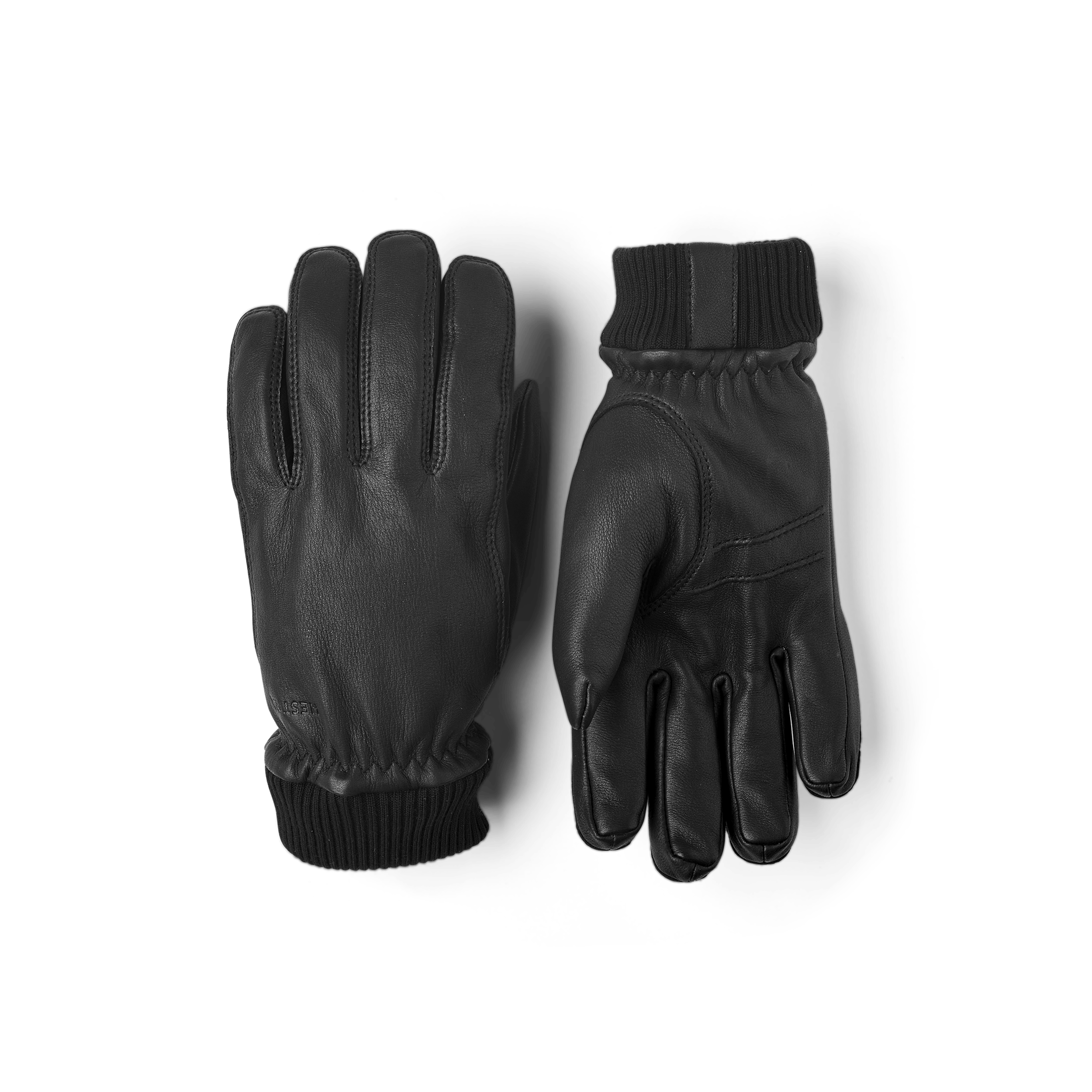 Black machine-sewn deerskin glove with knitted cuff
(1 of 4)