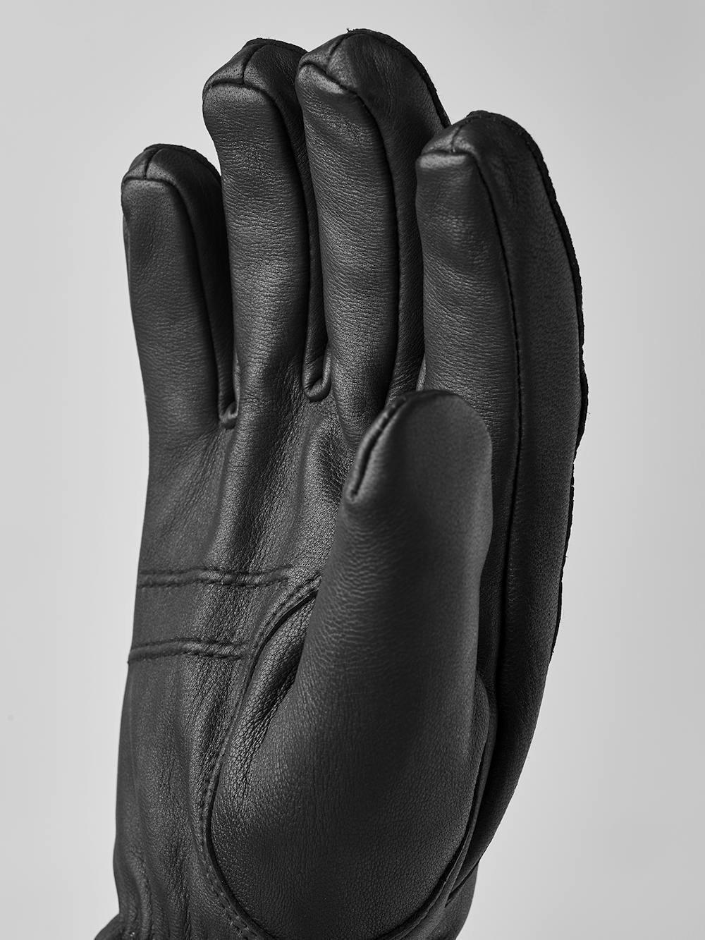 Black machine-sewn deerskin glove with knitted cuff
 (4 of 4)