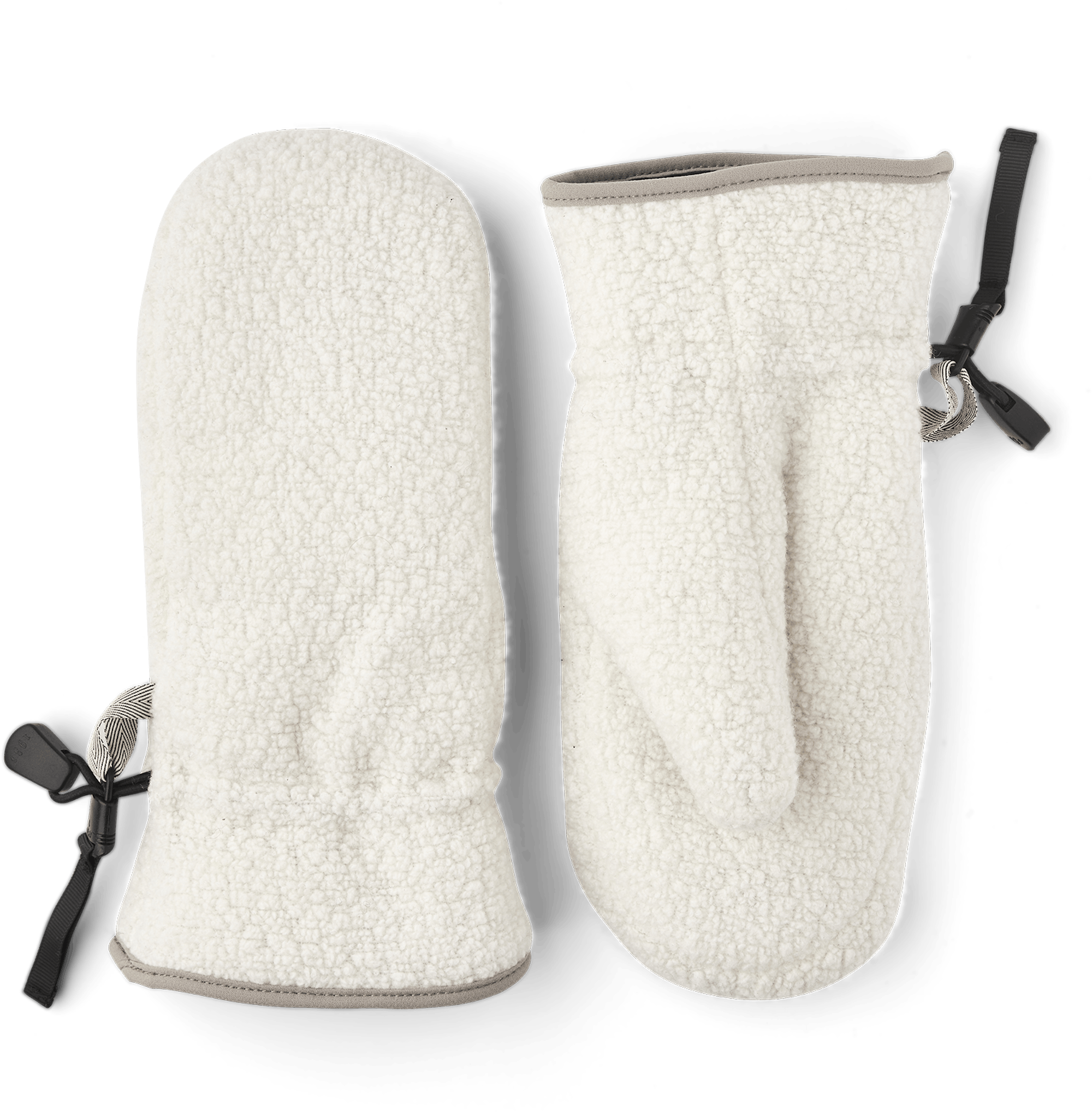 White machine-sewn mitten in shaggy teddy fleece
(1 of 5)