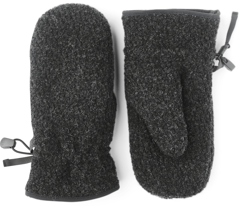 Dark gray machine-sewn mitten in shaggy teddy fleece
 (1 of 4)
