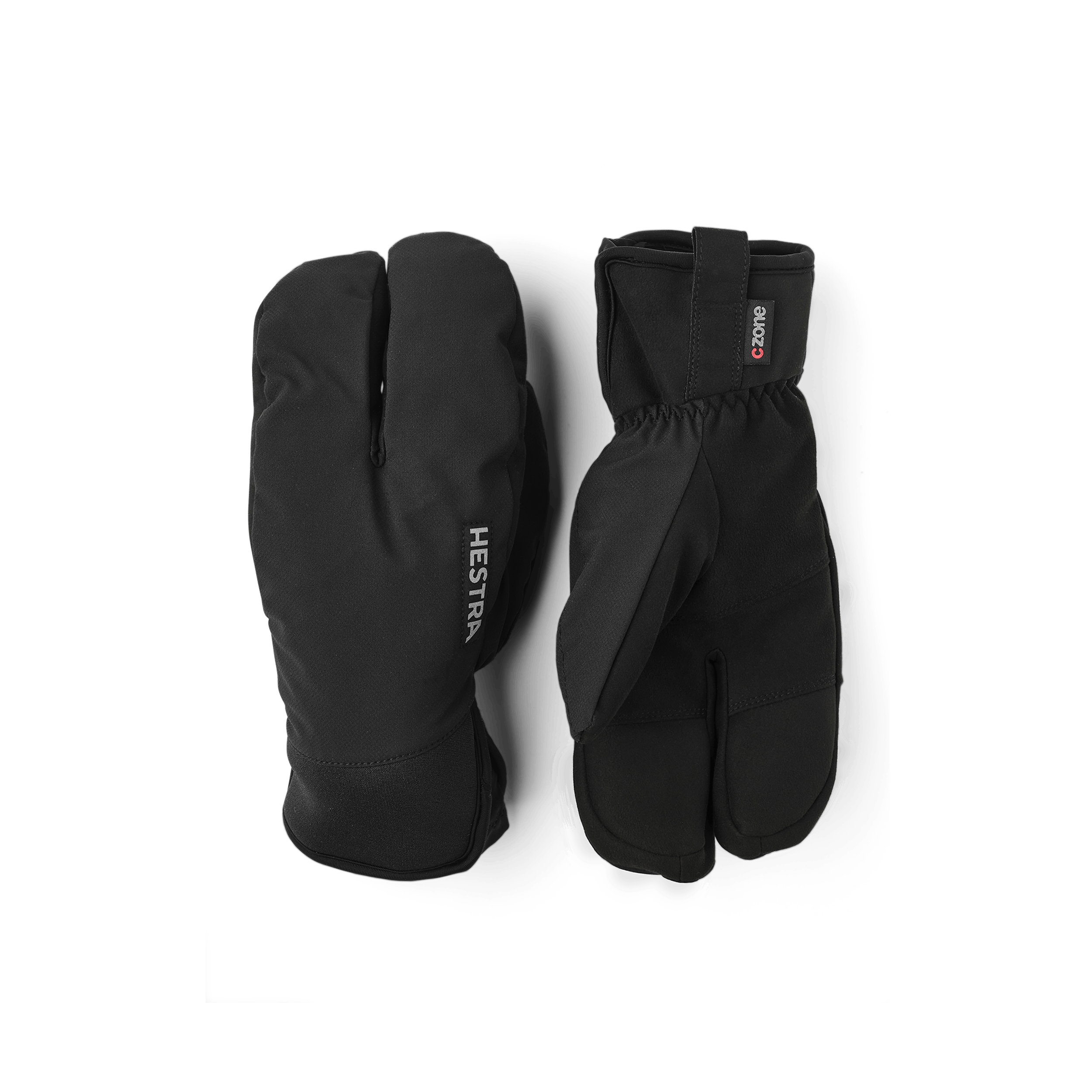 Svart lobsterhandske i tyg med syntetisk mocka i innerhanden
 (1 av 5)