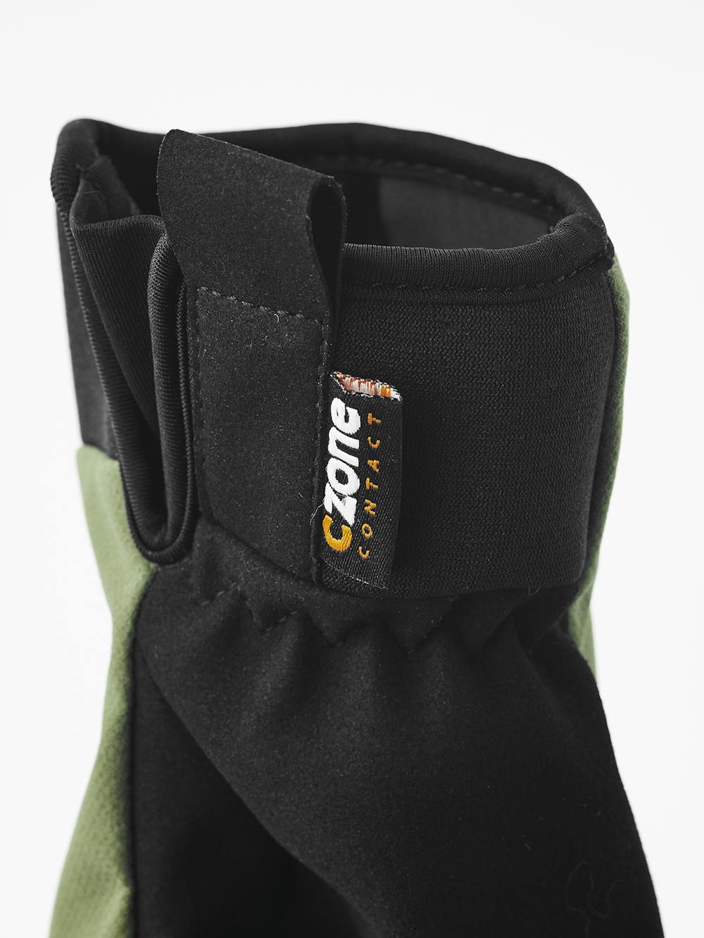 Moss green fabric cycling glove with black synthetic suede palm (3 of 5)