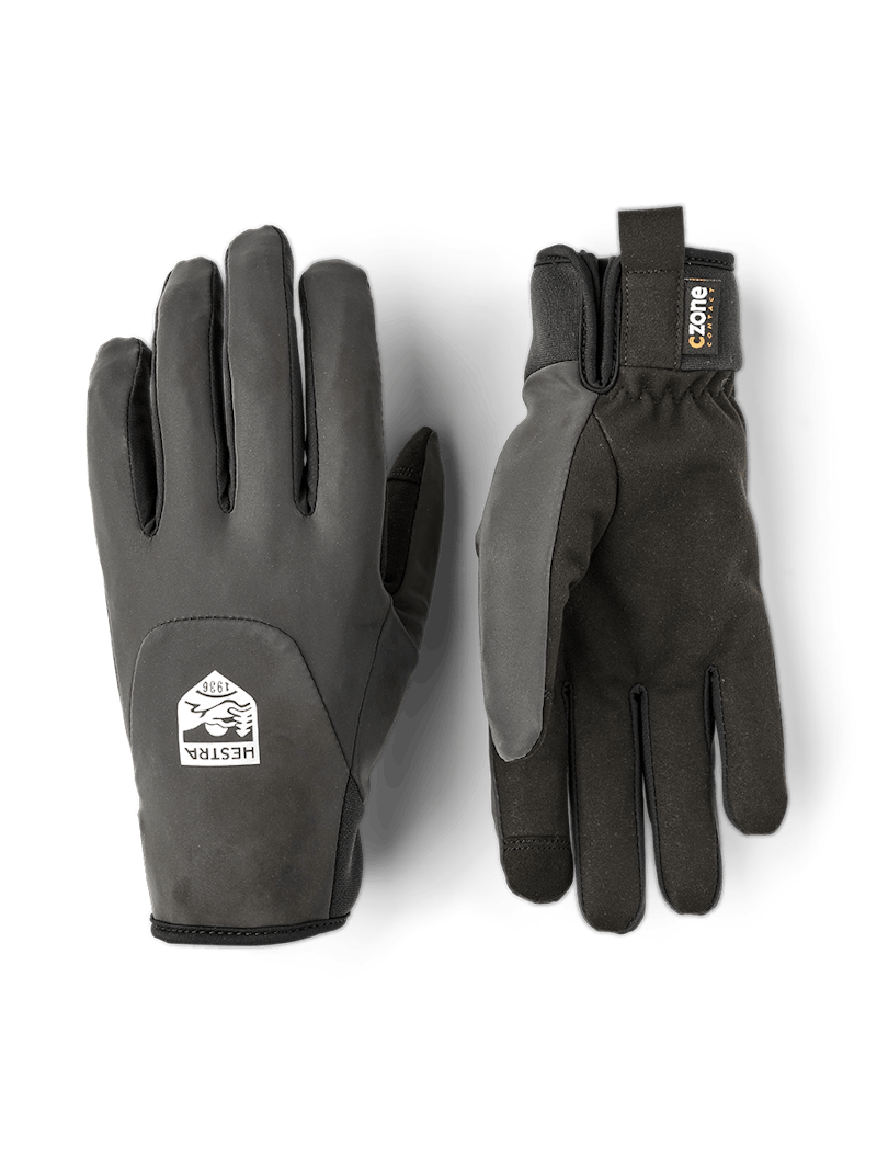 Dark gray fabric cycling glove with black synthetic suede palm (1 of 5)