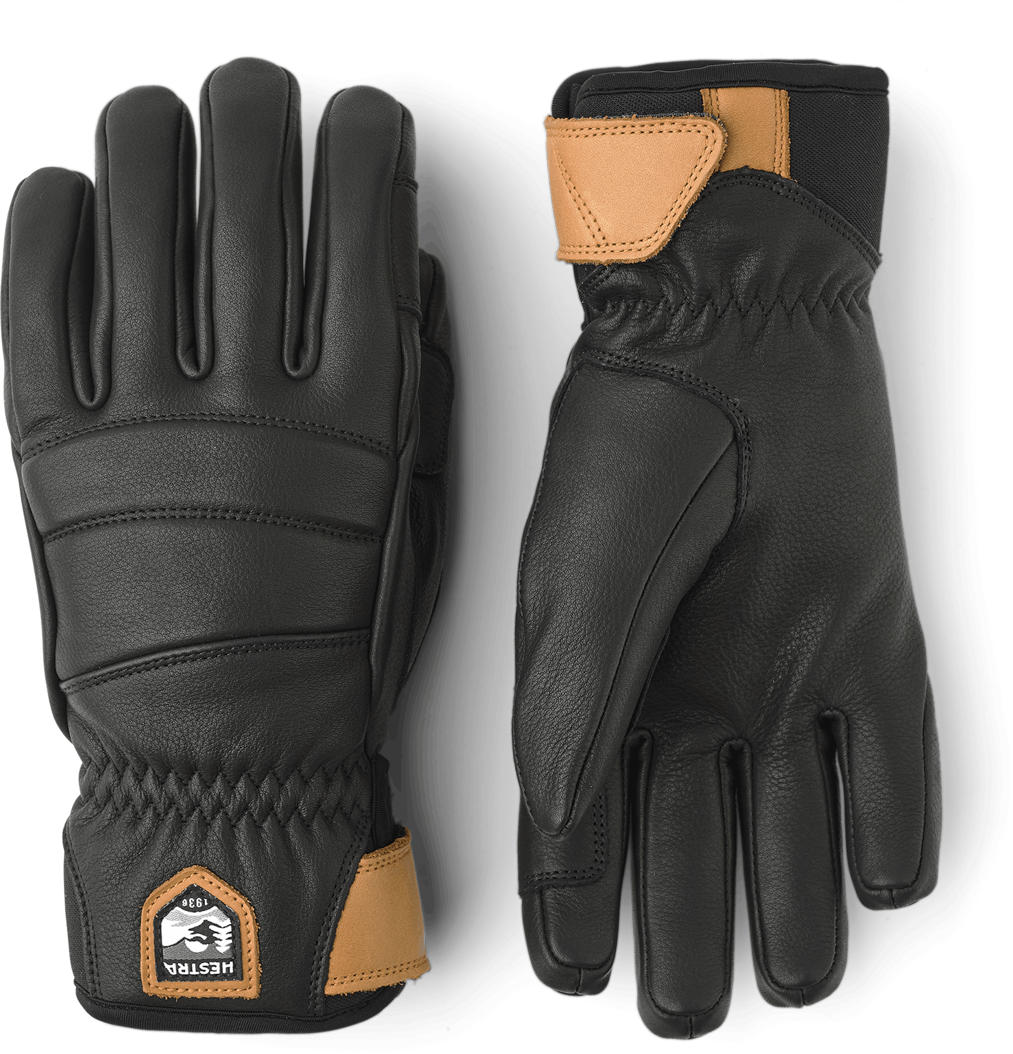 Black cow hide ski glove (1 of 5)