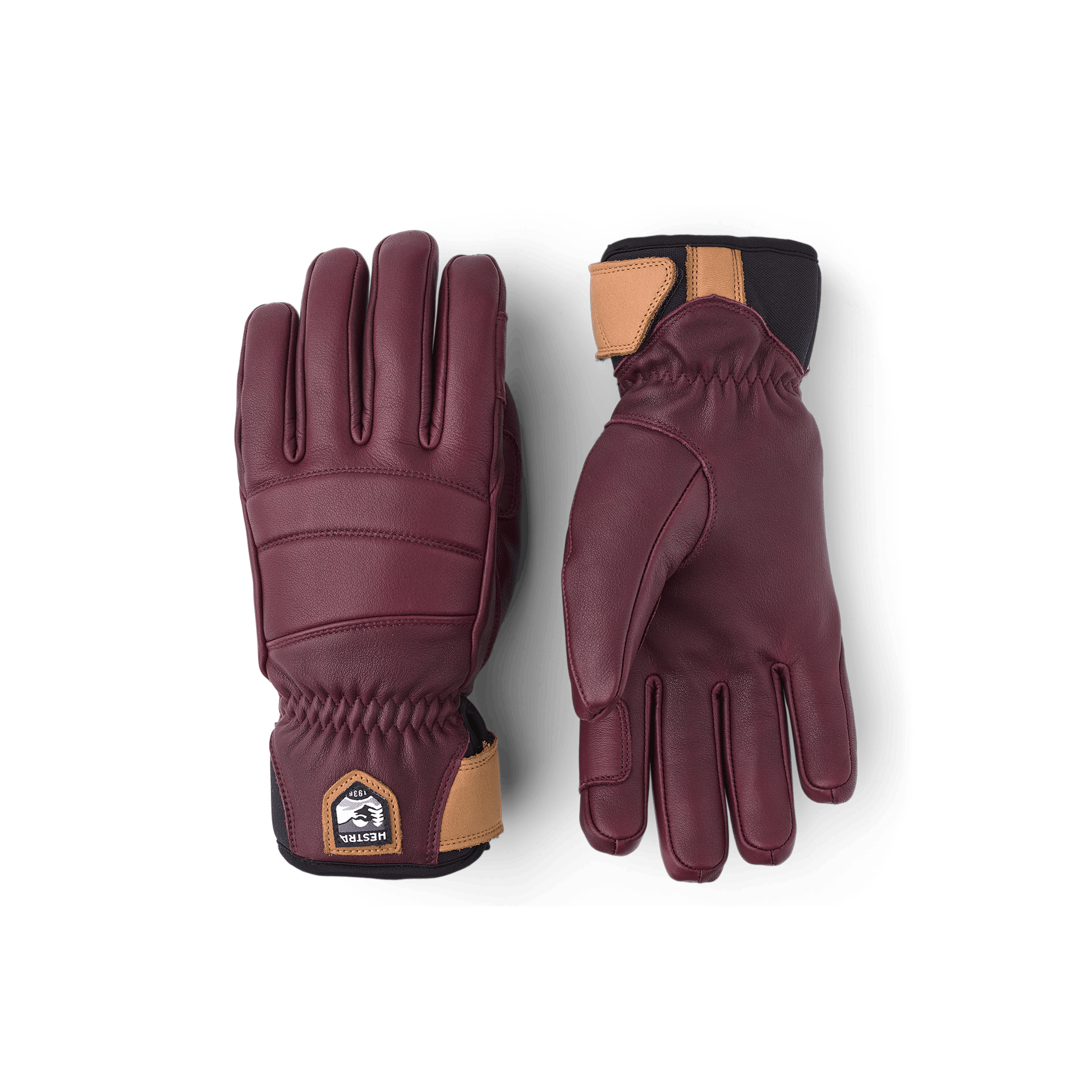 Bordeauxroter Skihandschuh aus Rindsleder (1 oder 5)