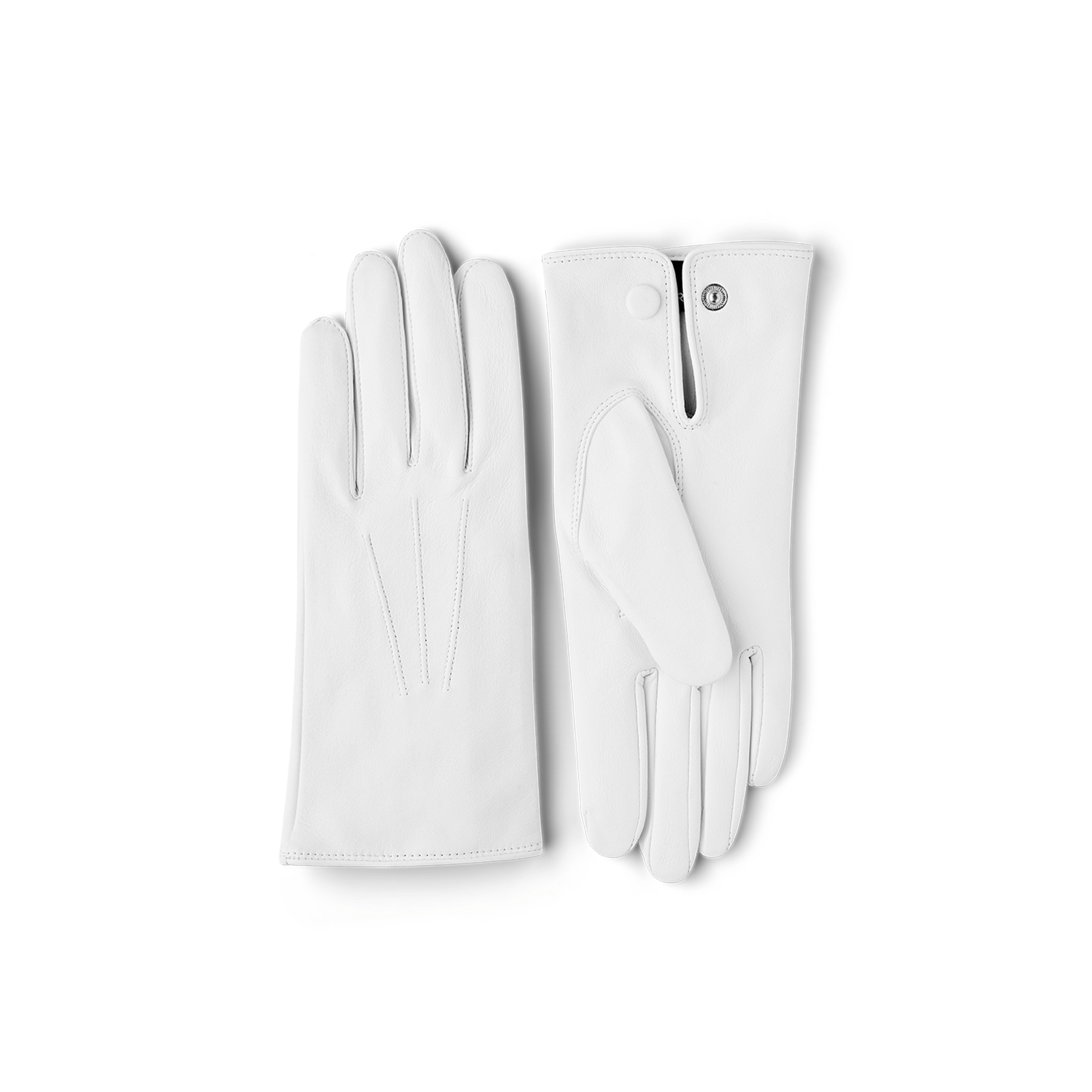 White machine-sewn leather glove with button
(1 of 5)