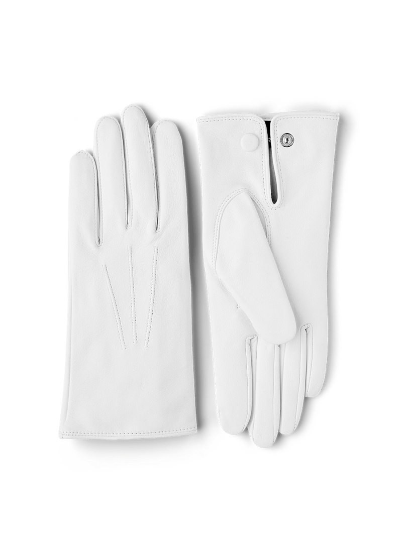Weißer maschinengenähter Lederhandschuh mit Knopf
 (1 oder 5)