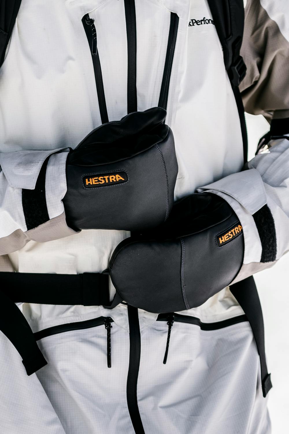 Gray goat leather and cow hide mitten with black palm (8 of 8)