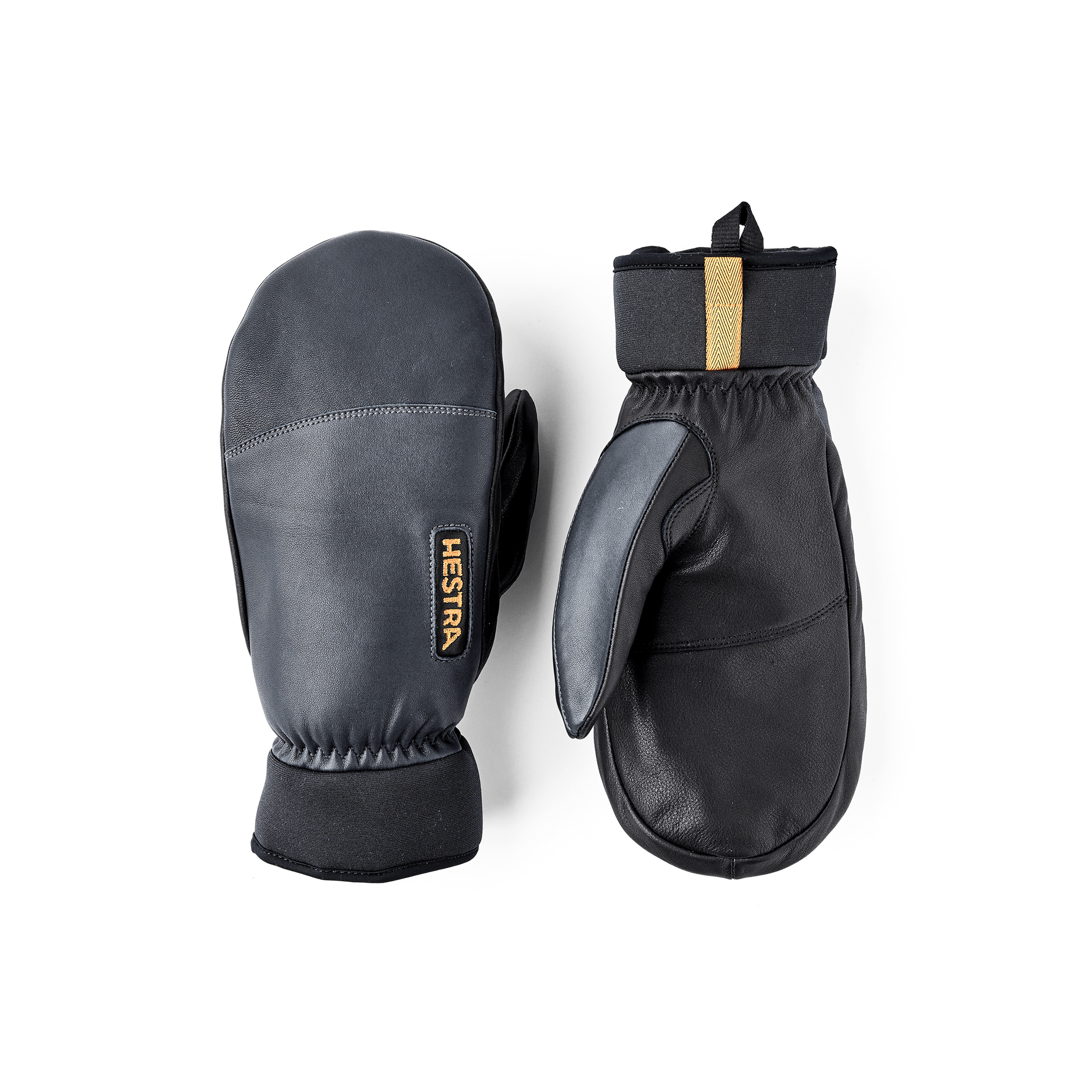 Gray goat leather and cow hide mitten with black palm (1 of 8)