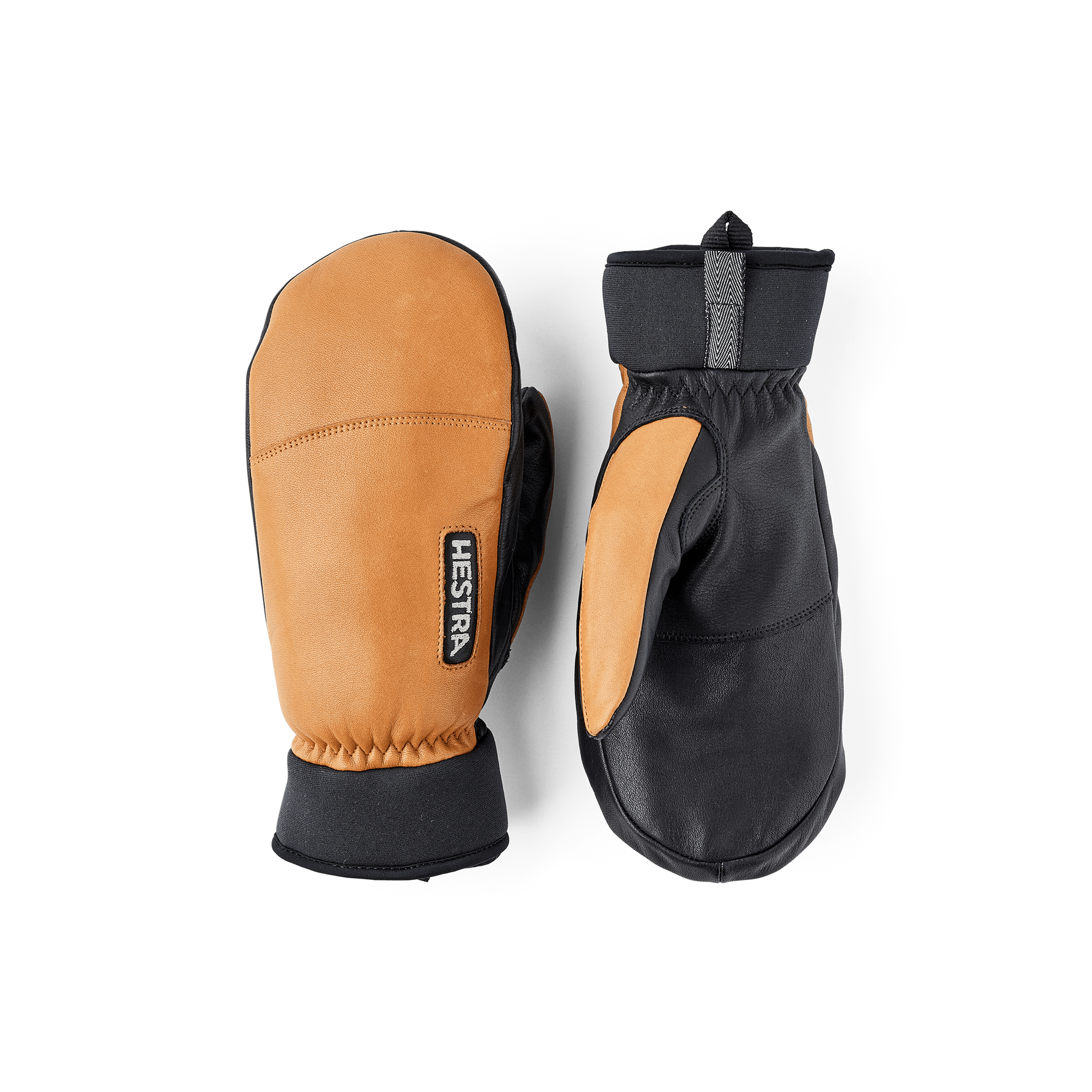 Light brown goat leather and cow hide mitten with black palm (1 of 8)