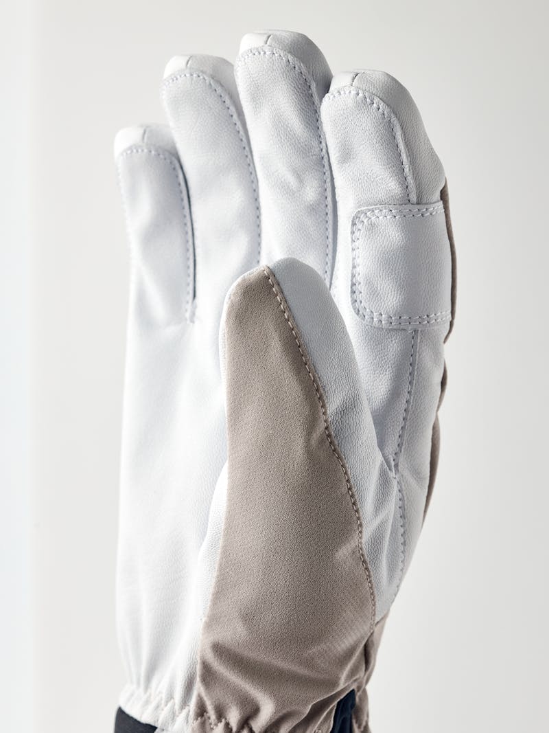 Beige fabric ski glove with white goat leather palm (2 of 5)
