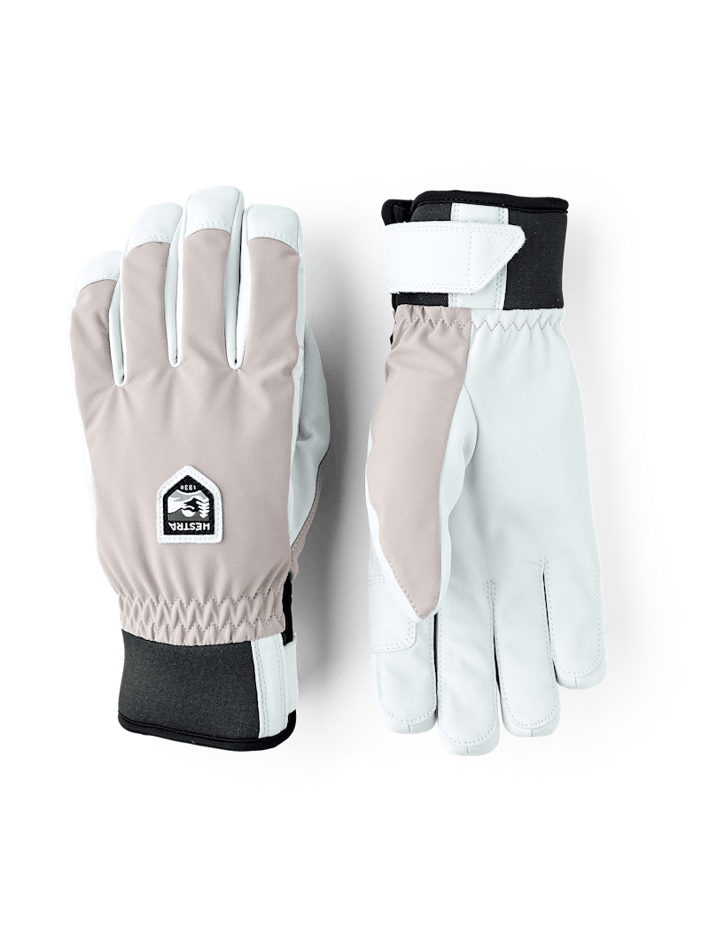 Beige fabric ski glove with white goat leather palm (1 of 5)