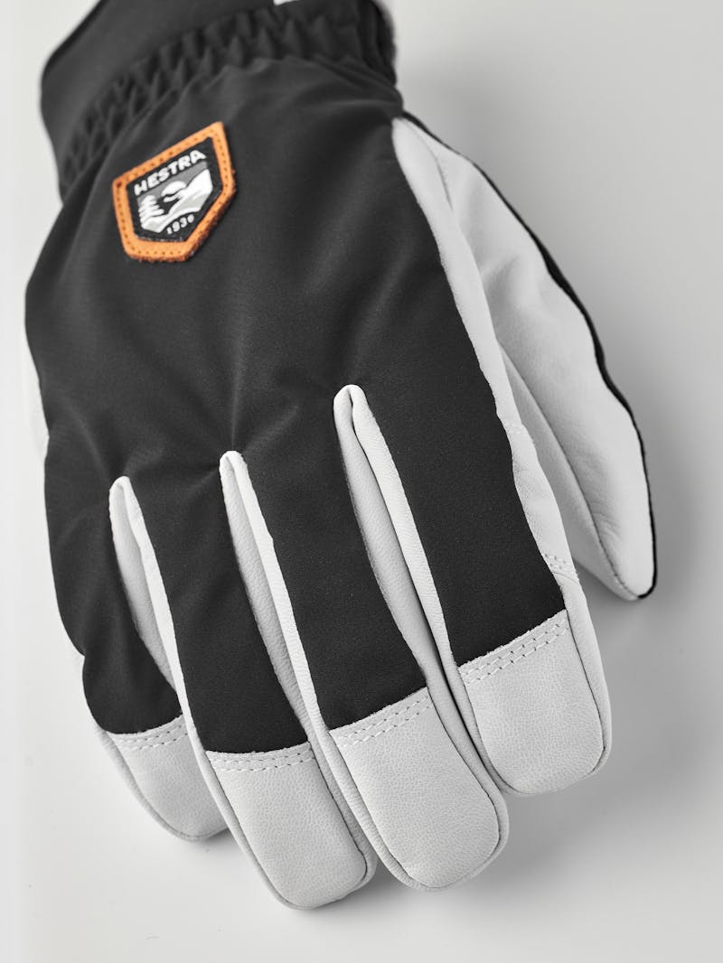 Black fabric ski glove with white goat leather palm (3 of 5)
