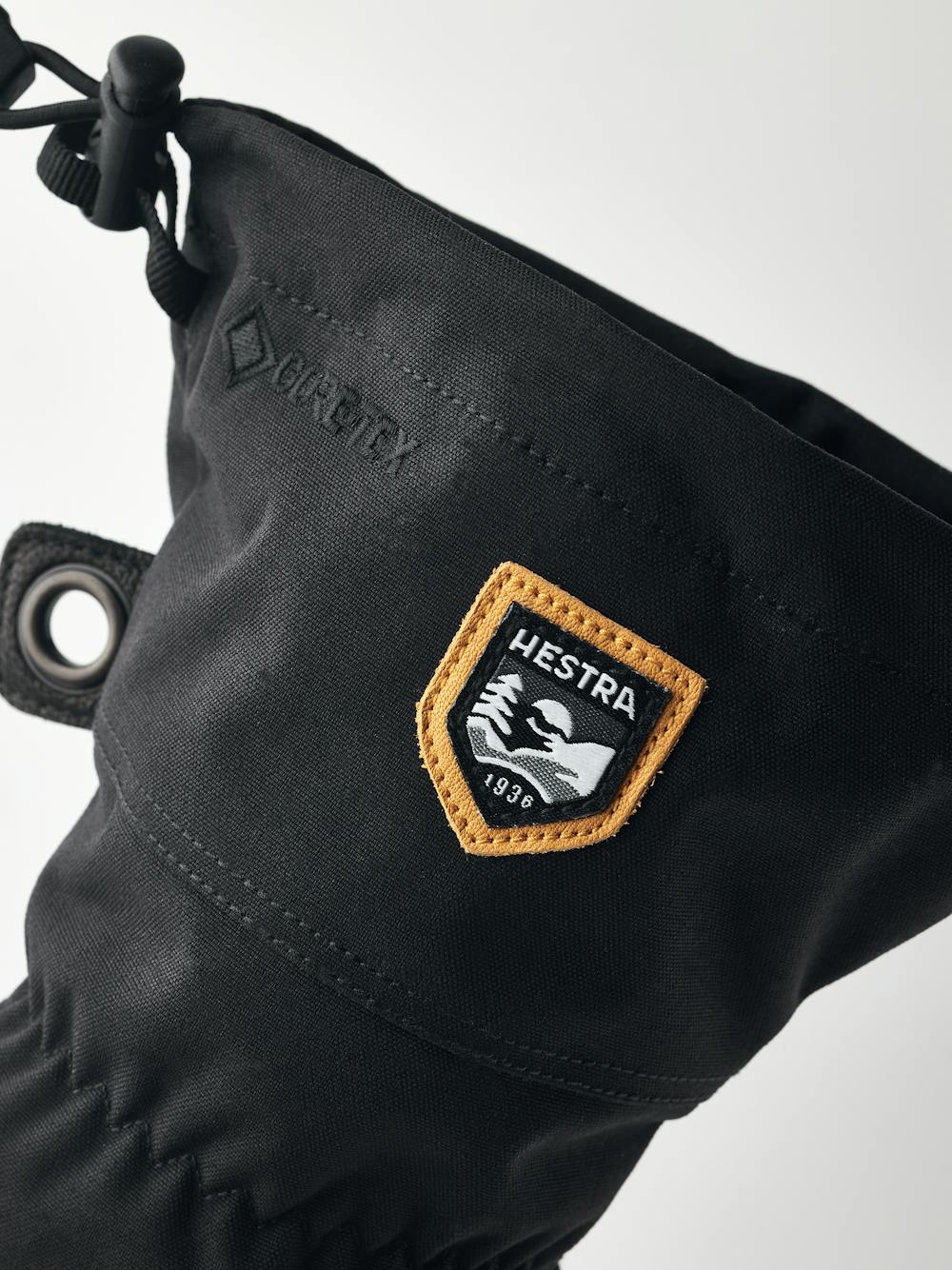 Black ski glove with goat leather palm and wrist adjustment (6 of 7)