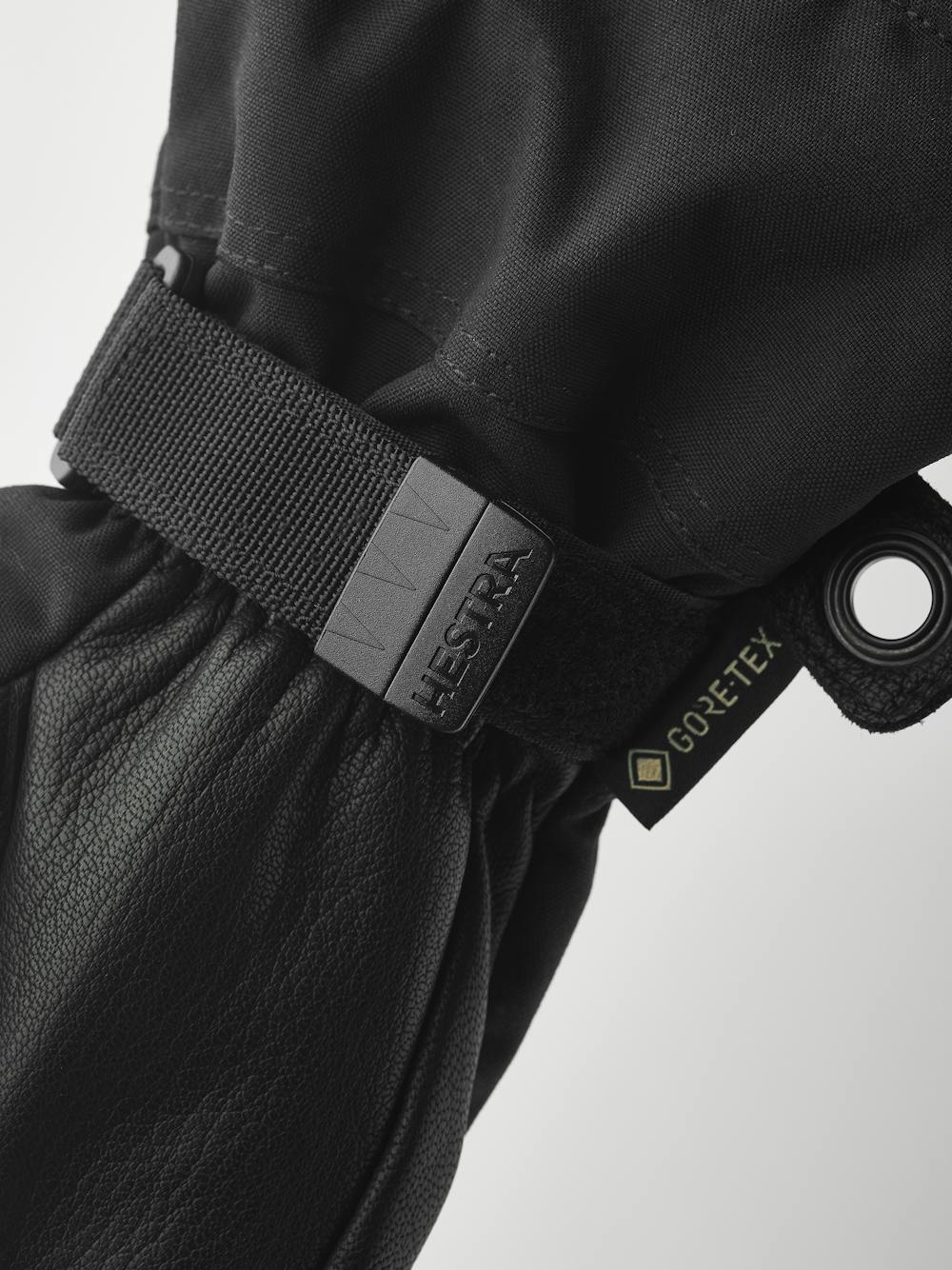 Black ski glove with goat leather palm and wrist adjustment (5 of 7)