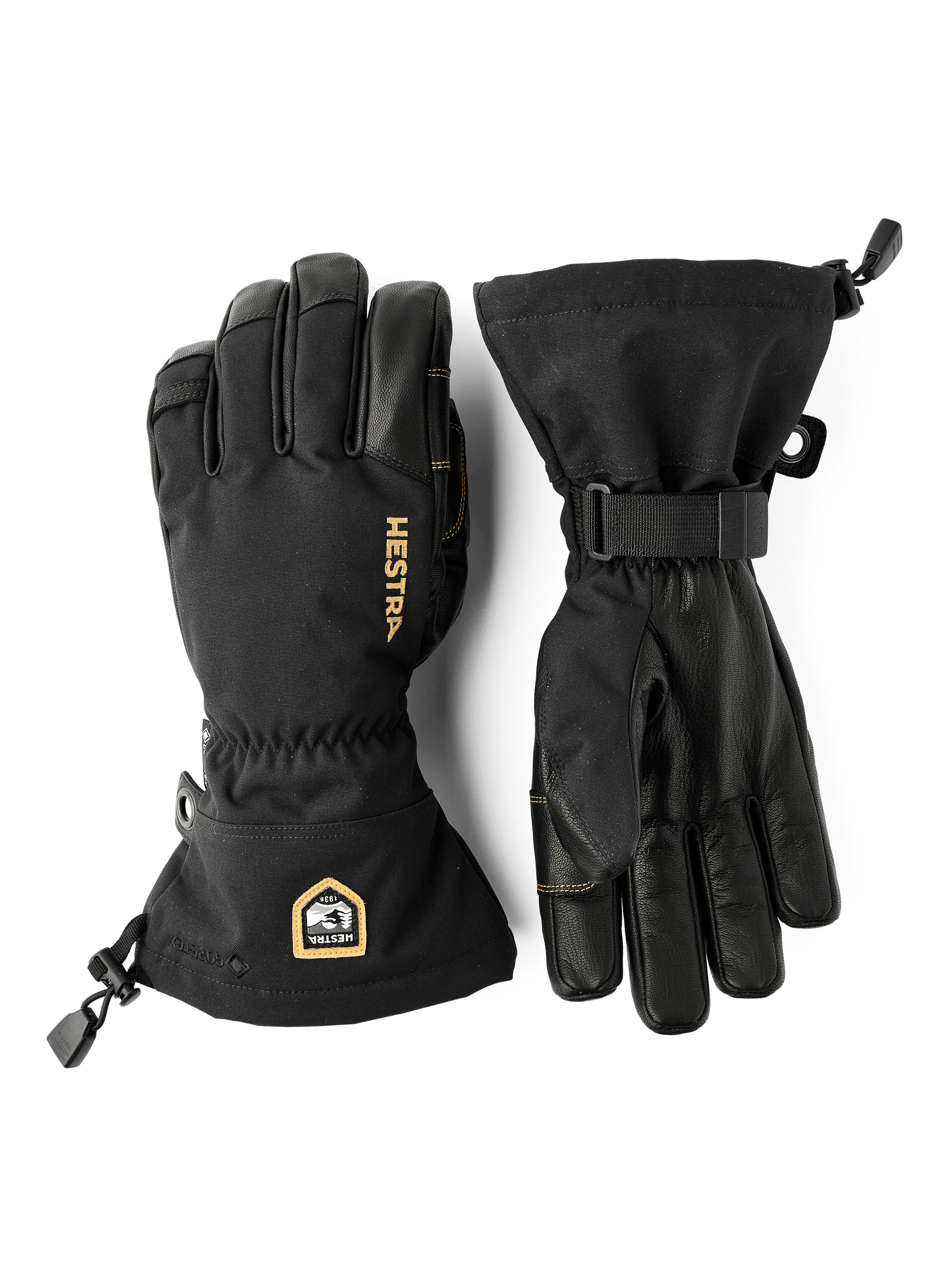 Black ski glove with goat leather palm and wrist adjustment (1 of 7)