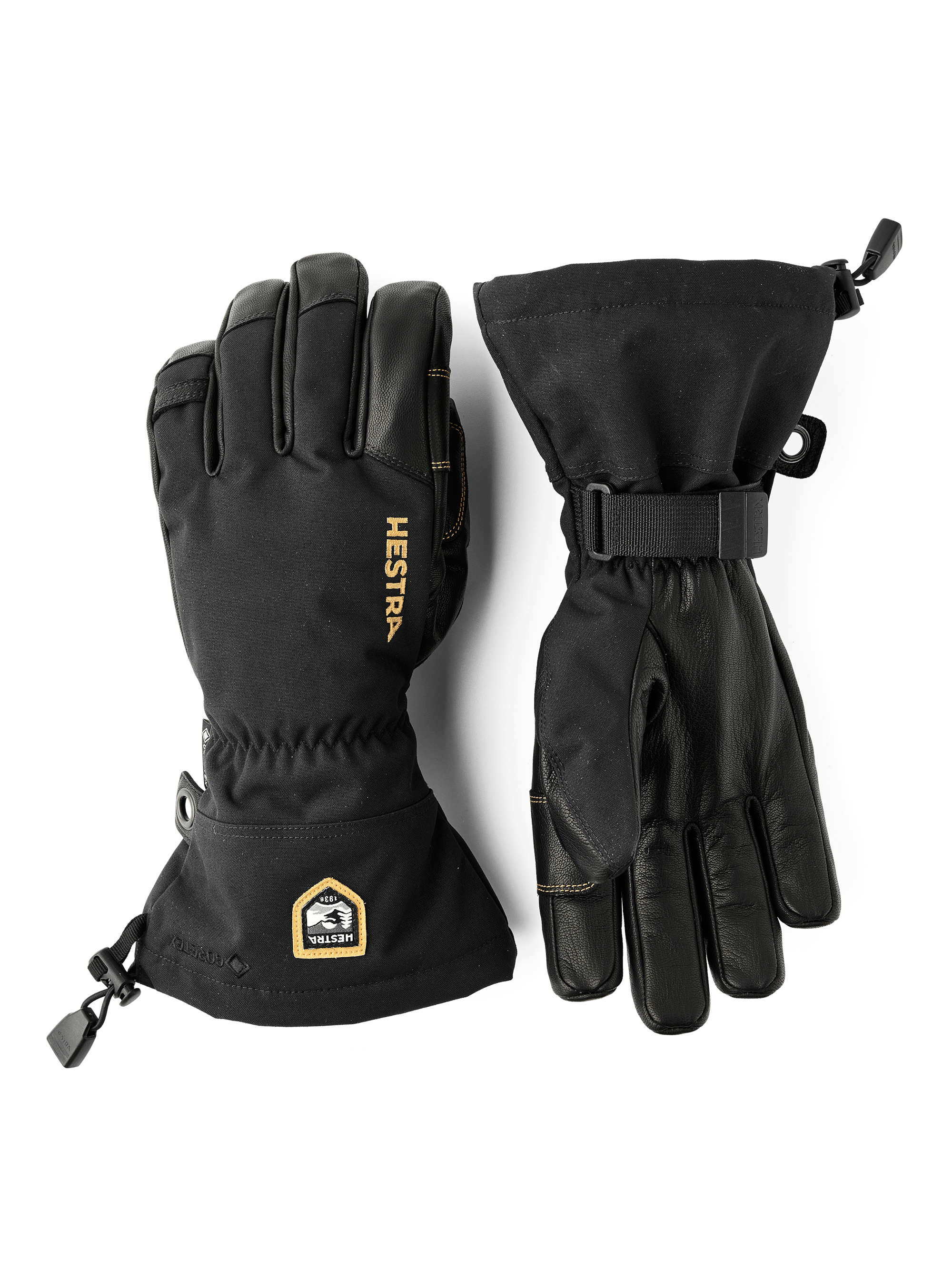 Black ski glove with goat leather palm and wrist adjustment (1 of 7)
