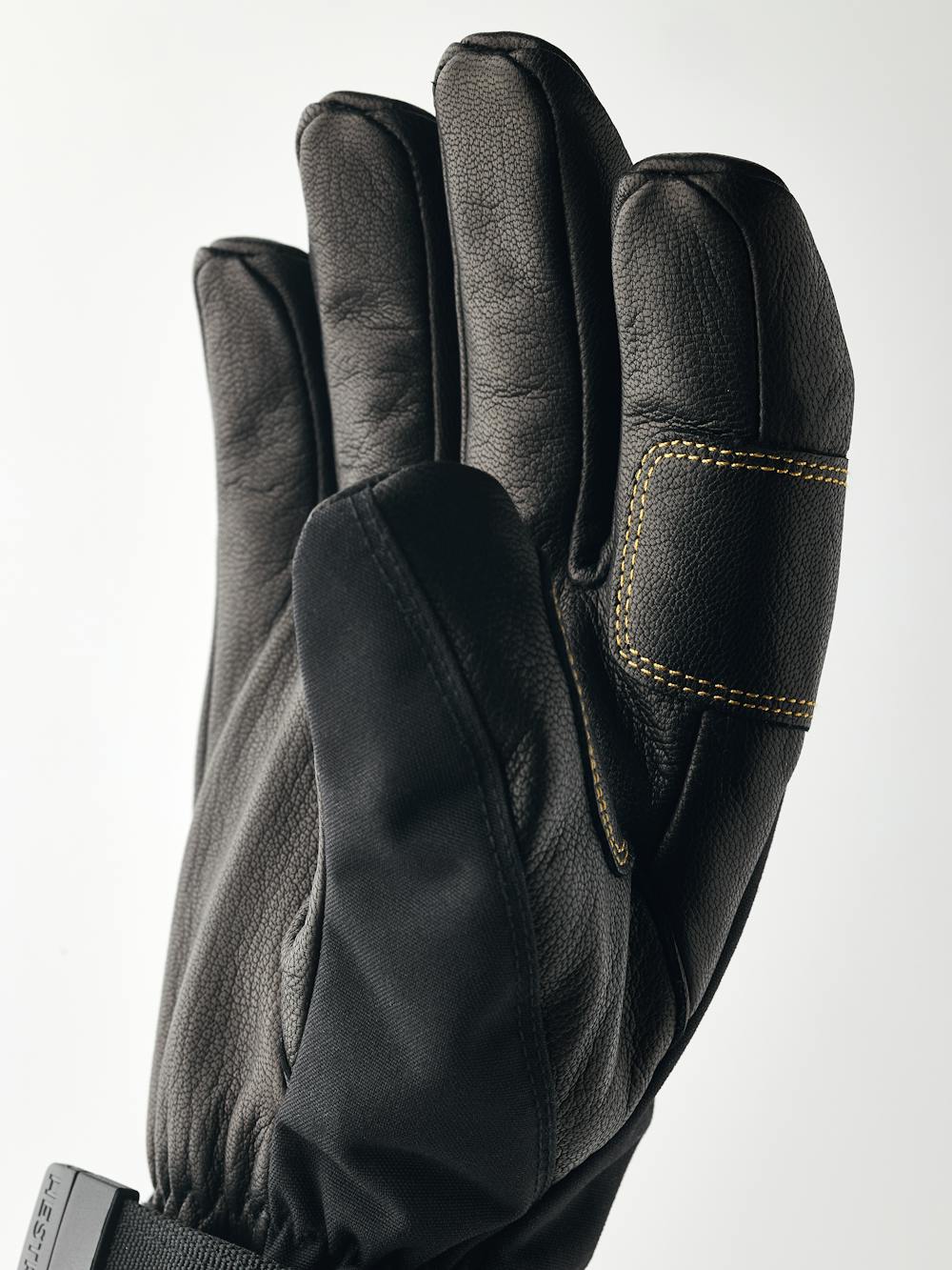 Black ski glove with goat leather palm and wrist adjustment (2 of 7)