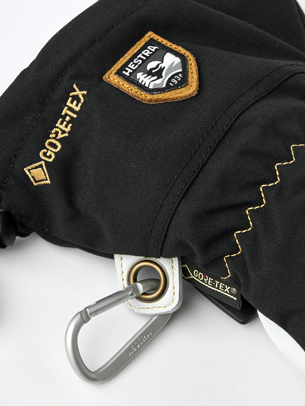 Black ski glove with white goat leather palm and wrist adjustment (6 of 7)