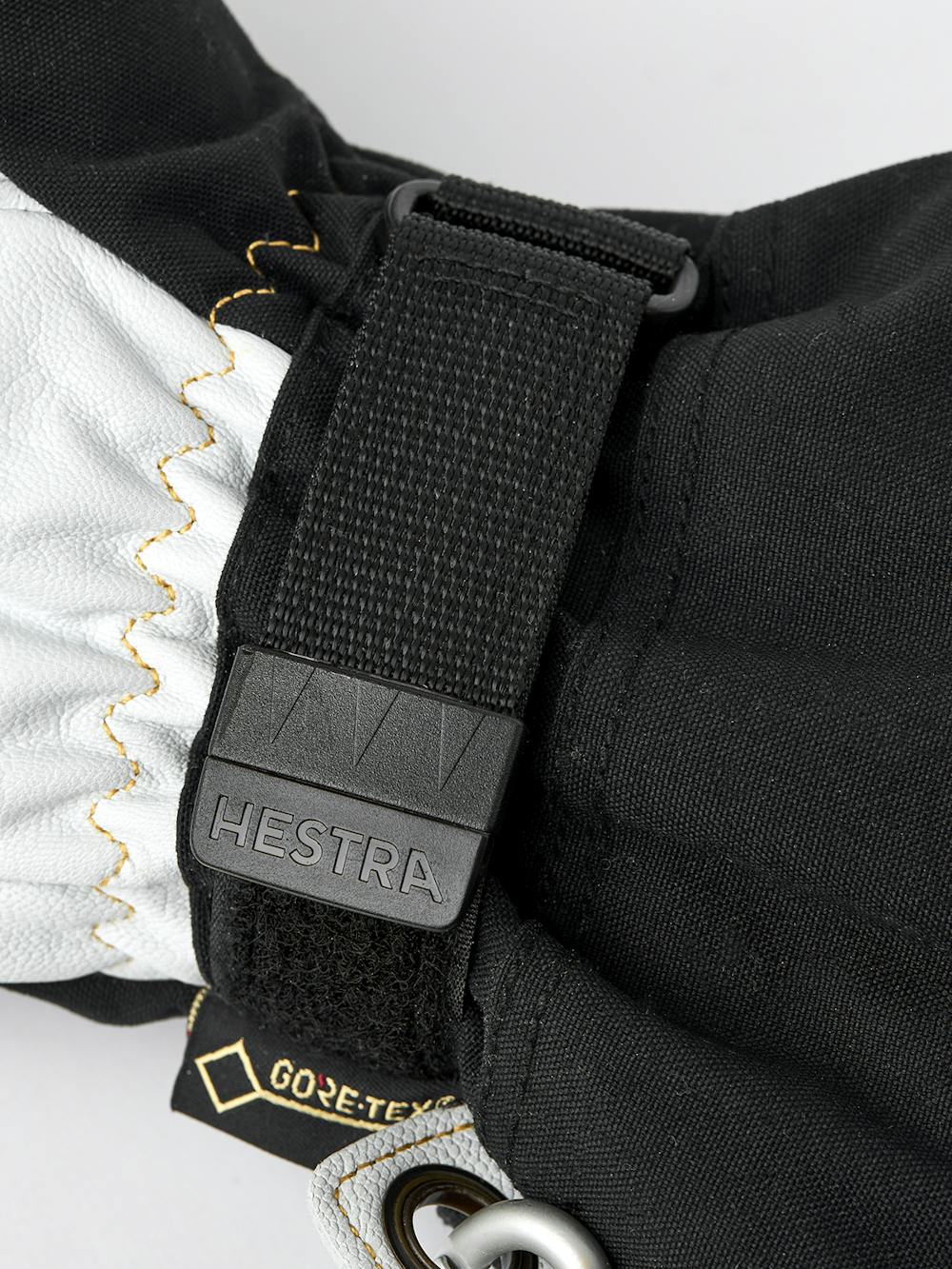 Black ski glove with white goat leather palm and wrist adjustment (5 of 7)