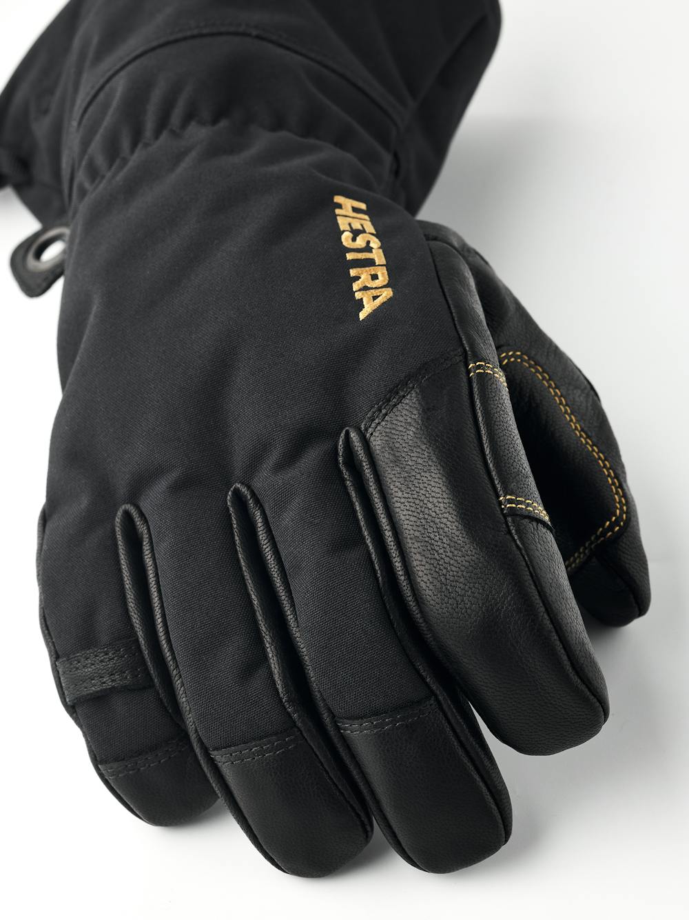 Black ski glove with goat leather palm and wrist adjustment (3 of 7)