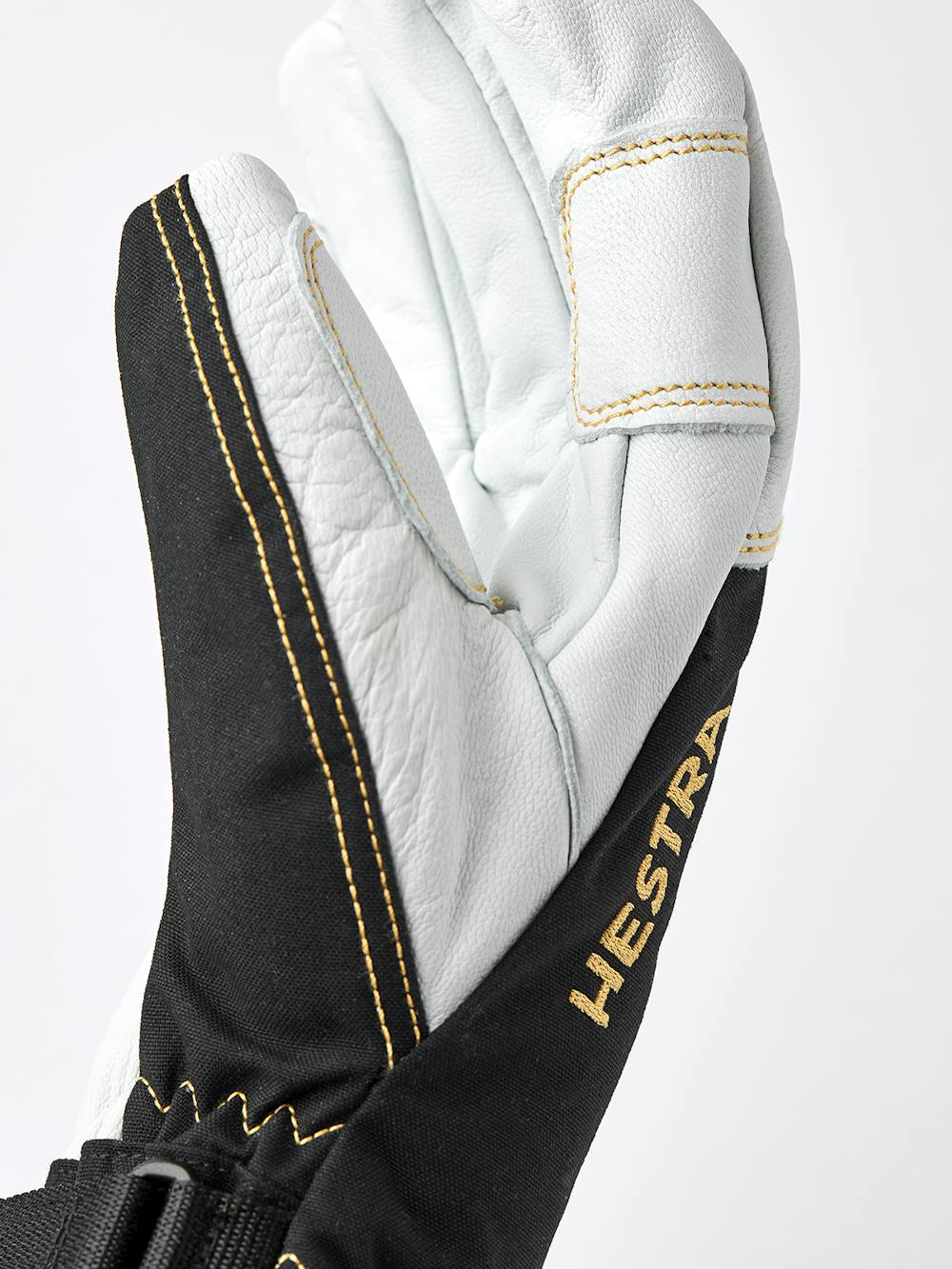 Black ski glove with white goat leather palm and wrist adjustment (2 of 7)