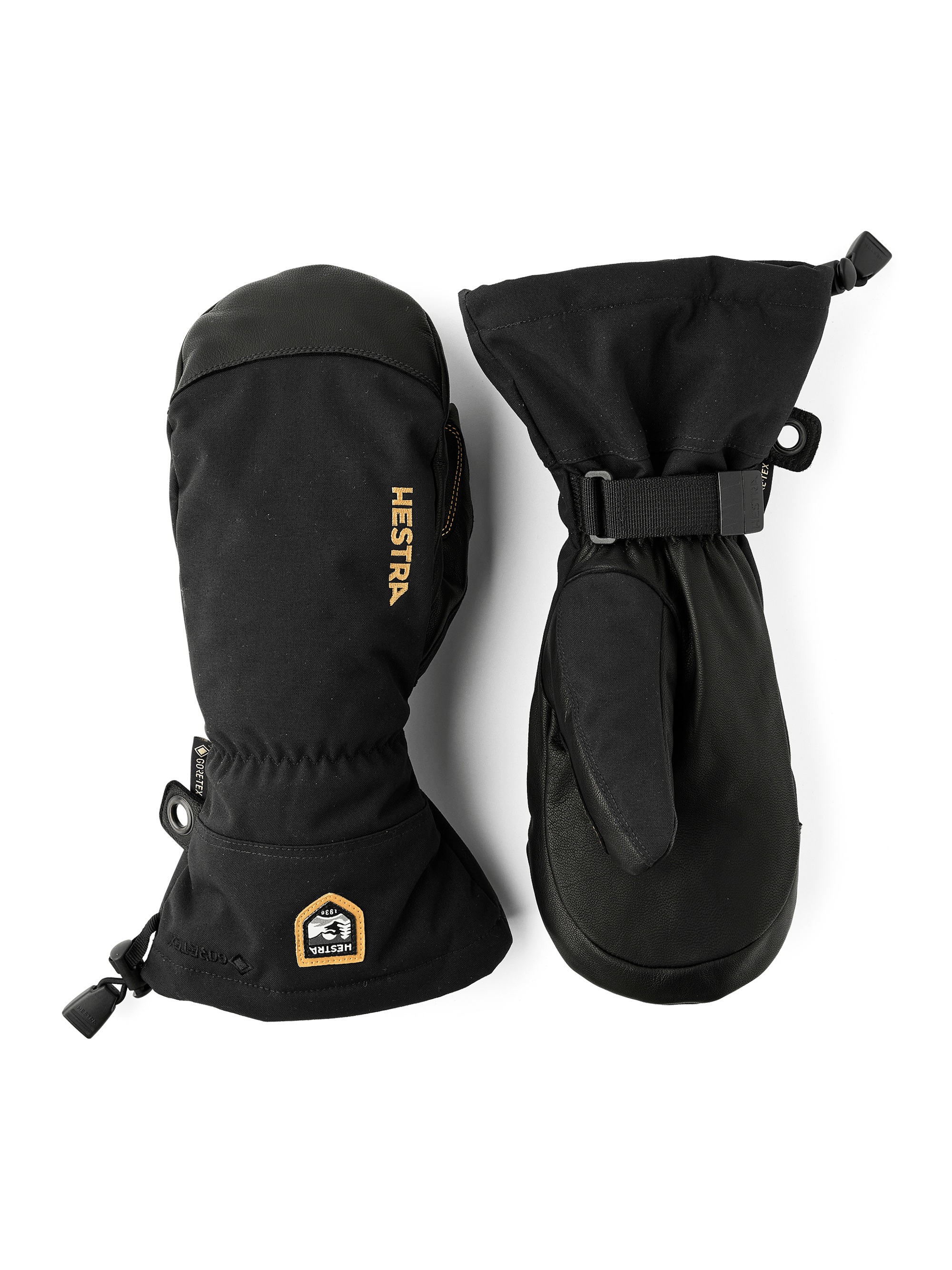 Black mitten with goat leather palm and wrist adjustment (1 of 7)