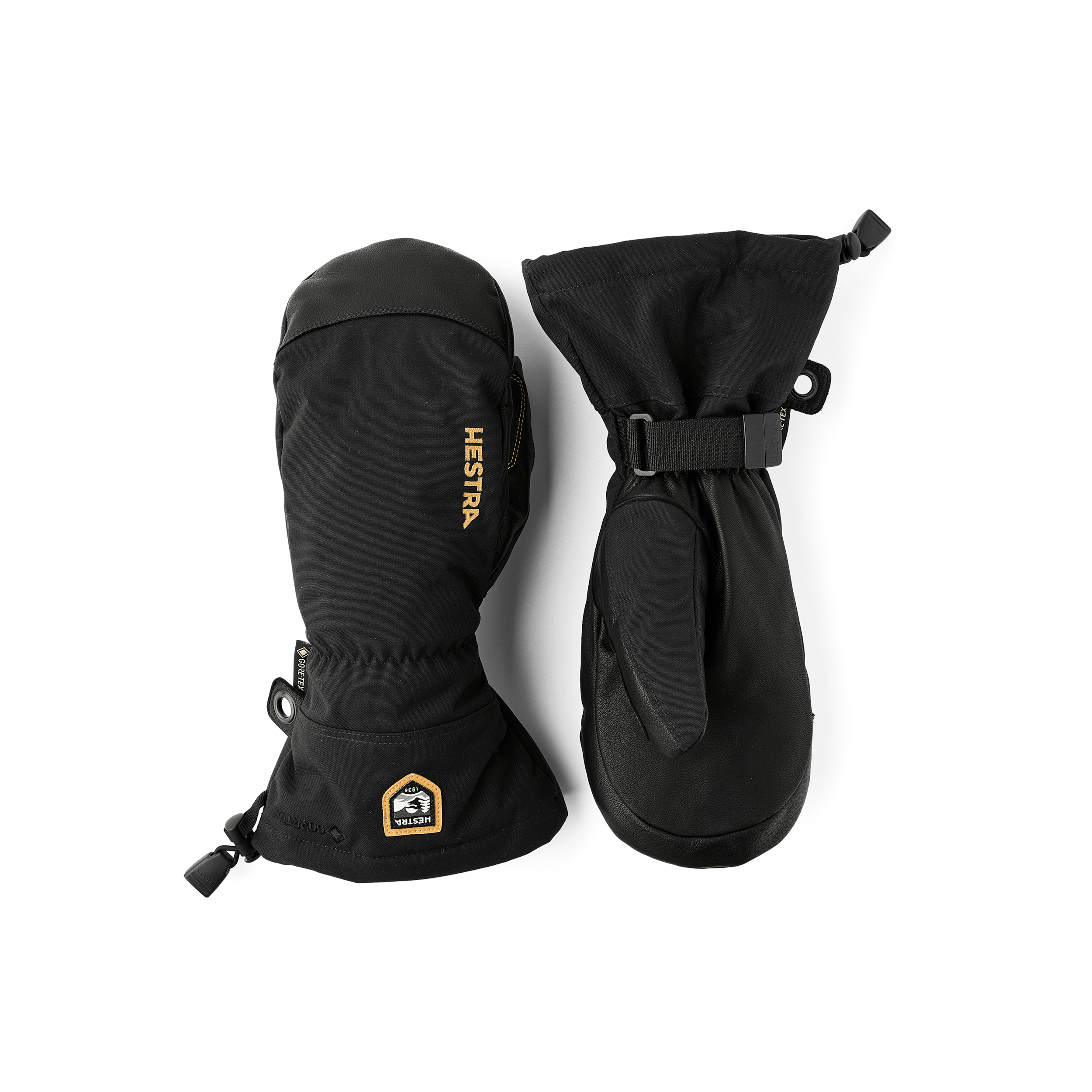 Black mitten with goat leather palm and wrist adjustment (1 of 7)