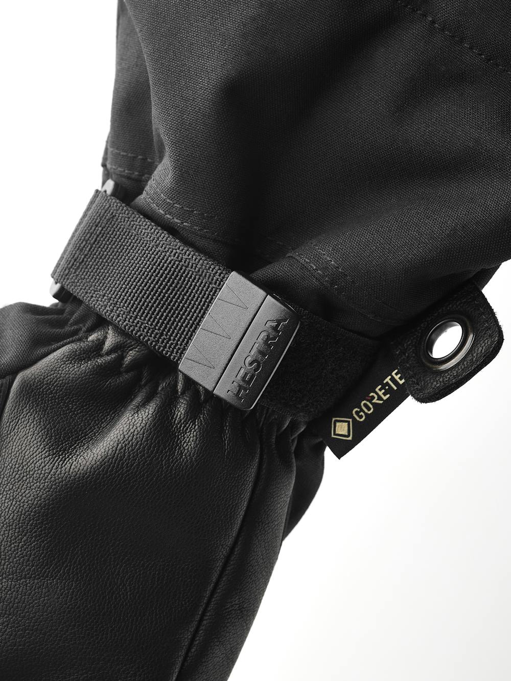 Black three finger glove with black goat leather palm and wrist adjustment (6 of 7)