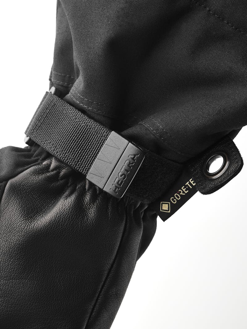 Black three finger glove with black goat leather palm and wrist adjustment (7 of 7)