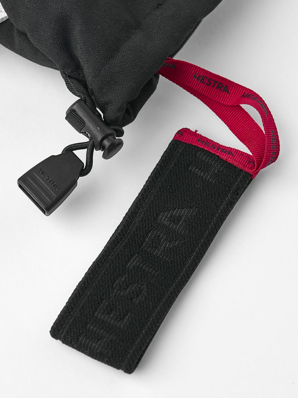 Black three finger glove with white goat leather palm and wrist adjustment  (6 of 6)