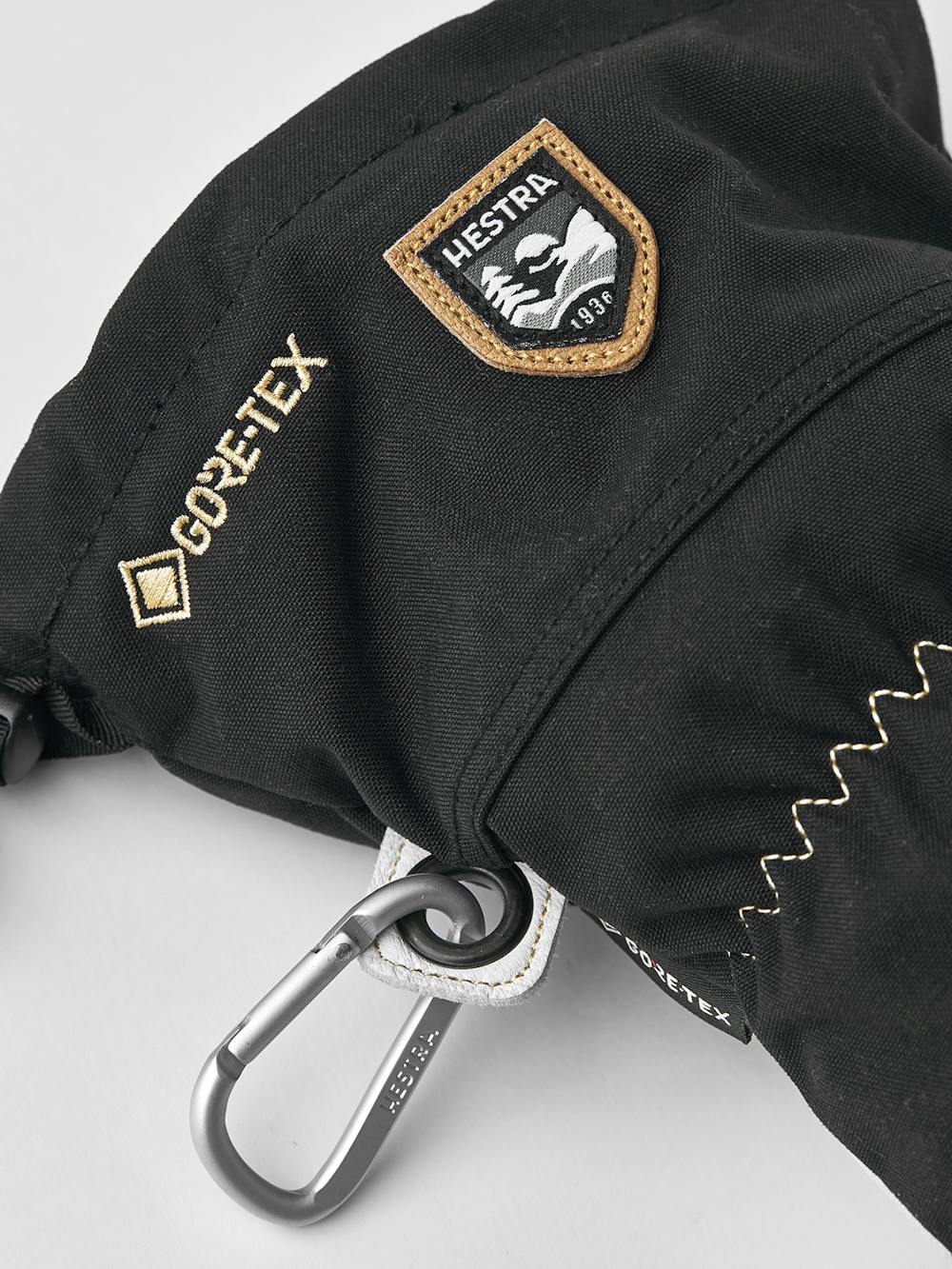 Black three finger glove with white goat leather palm and wrist adjustment (4 of 6)