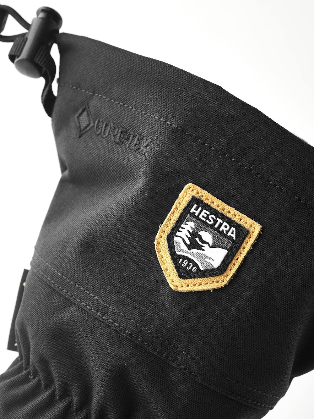 Black three finger glove with black goat leather palm and wrist adjustment (5 of 7)