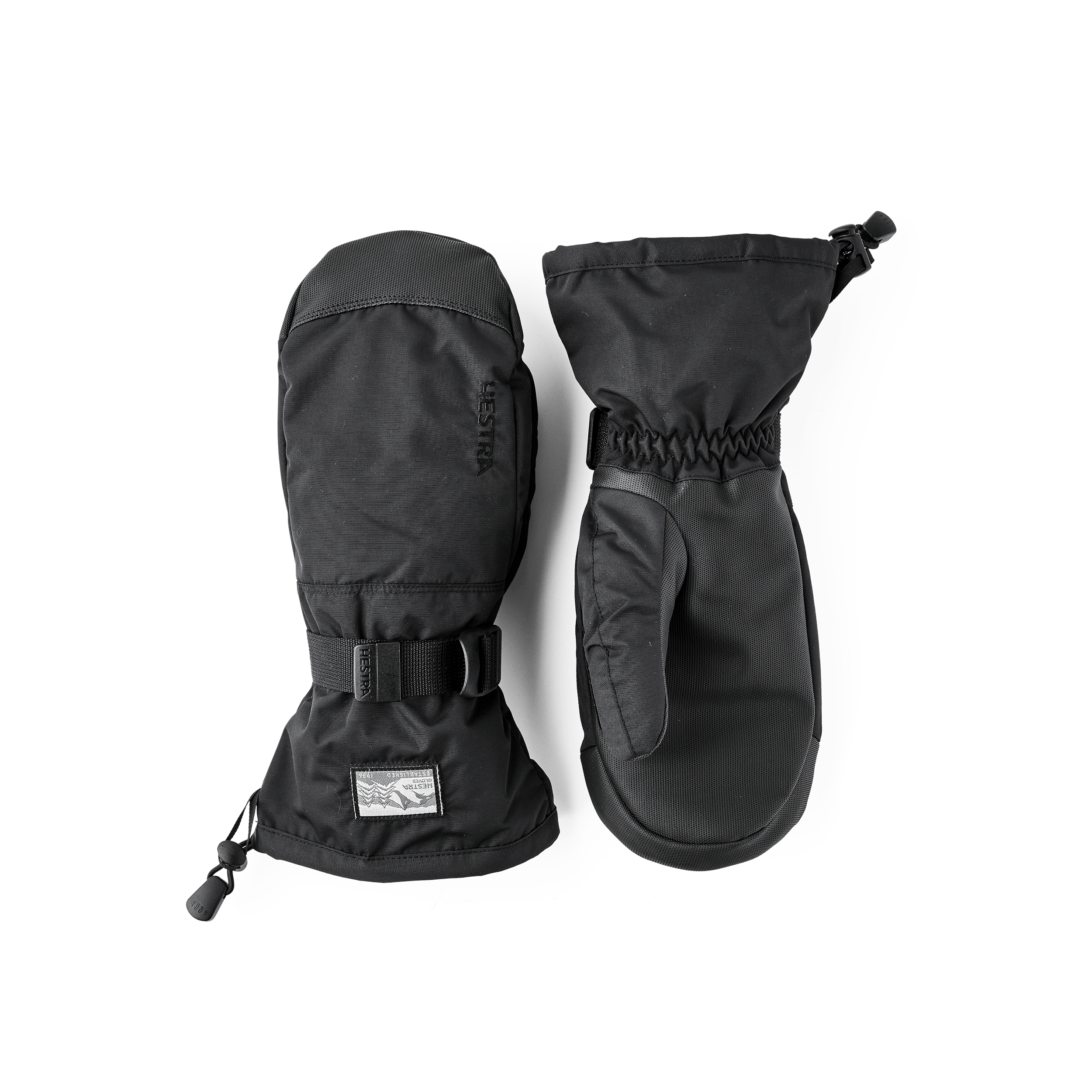 Schwarzer Fausthandschuh aus Stoff mit Synthetikmaterial an der Innenhand   (1 oder 5)