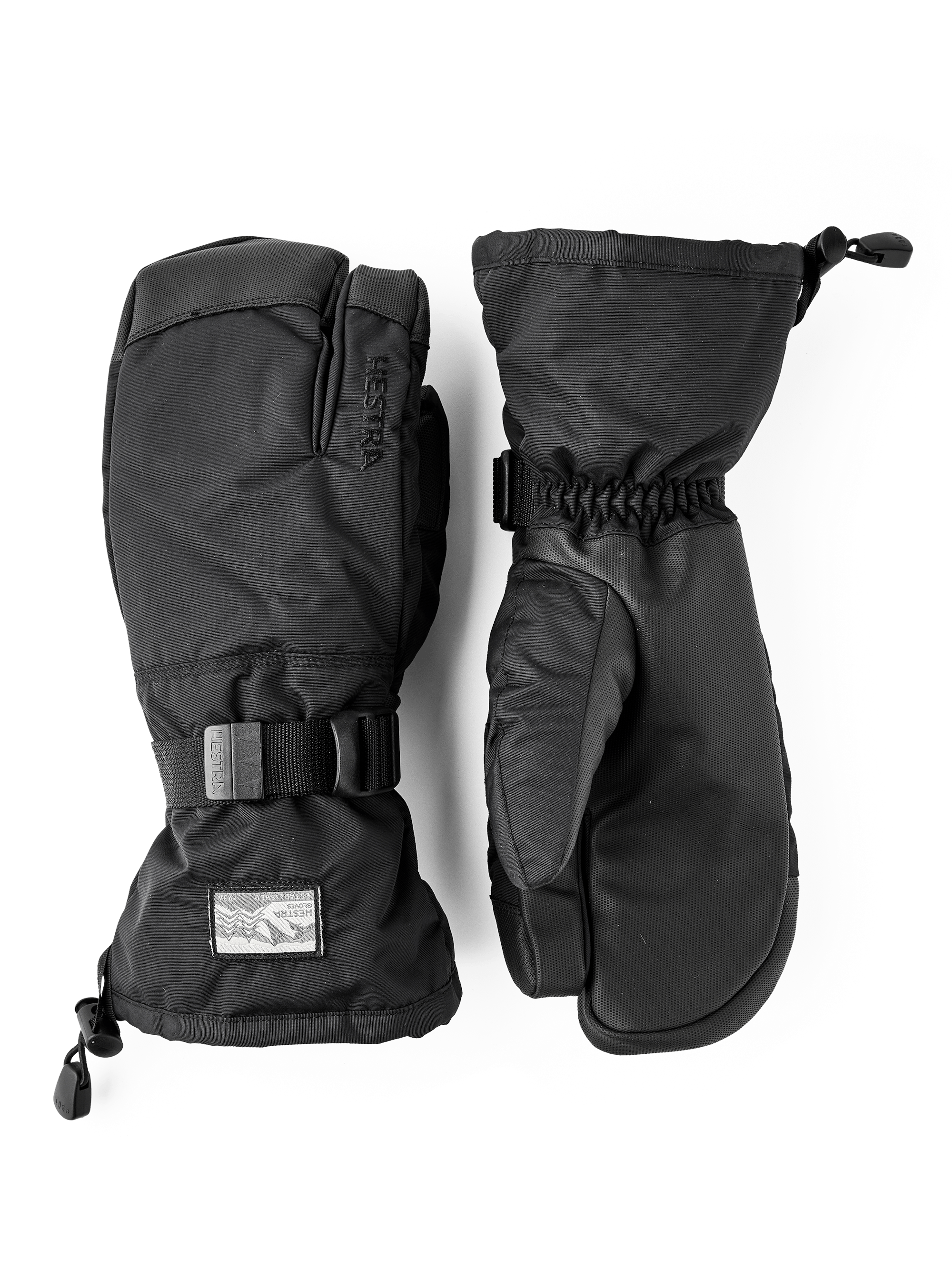 Black fabric three finger glove with synthetic palm (1 of 5)