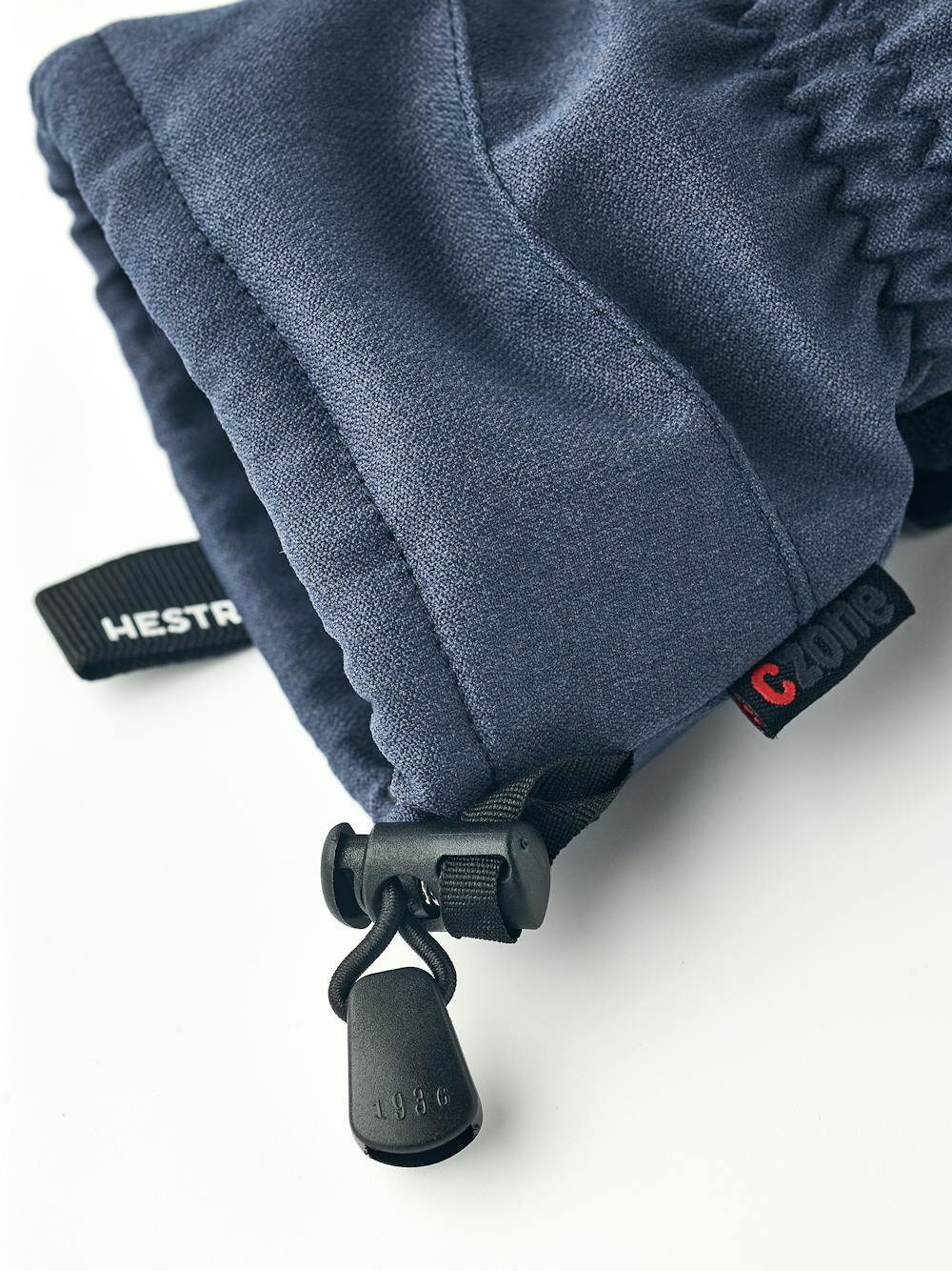 Dark blue ski glove with black goat leather palm and wrist adjustment (5 of 6)