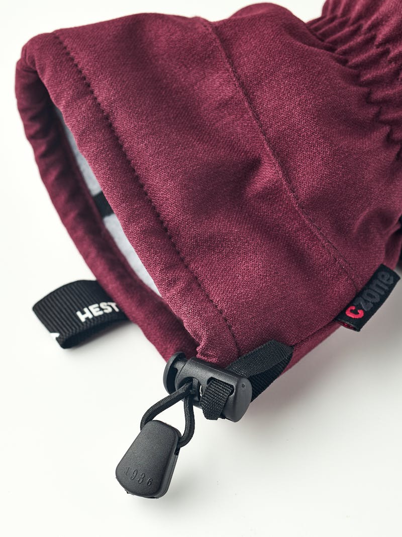 Burgundy ski glove with black goat leather palm and wrist adjustment  (5 of 6)